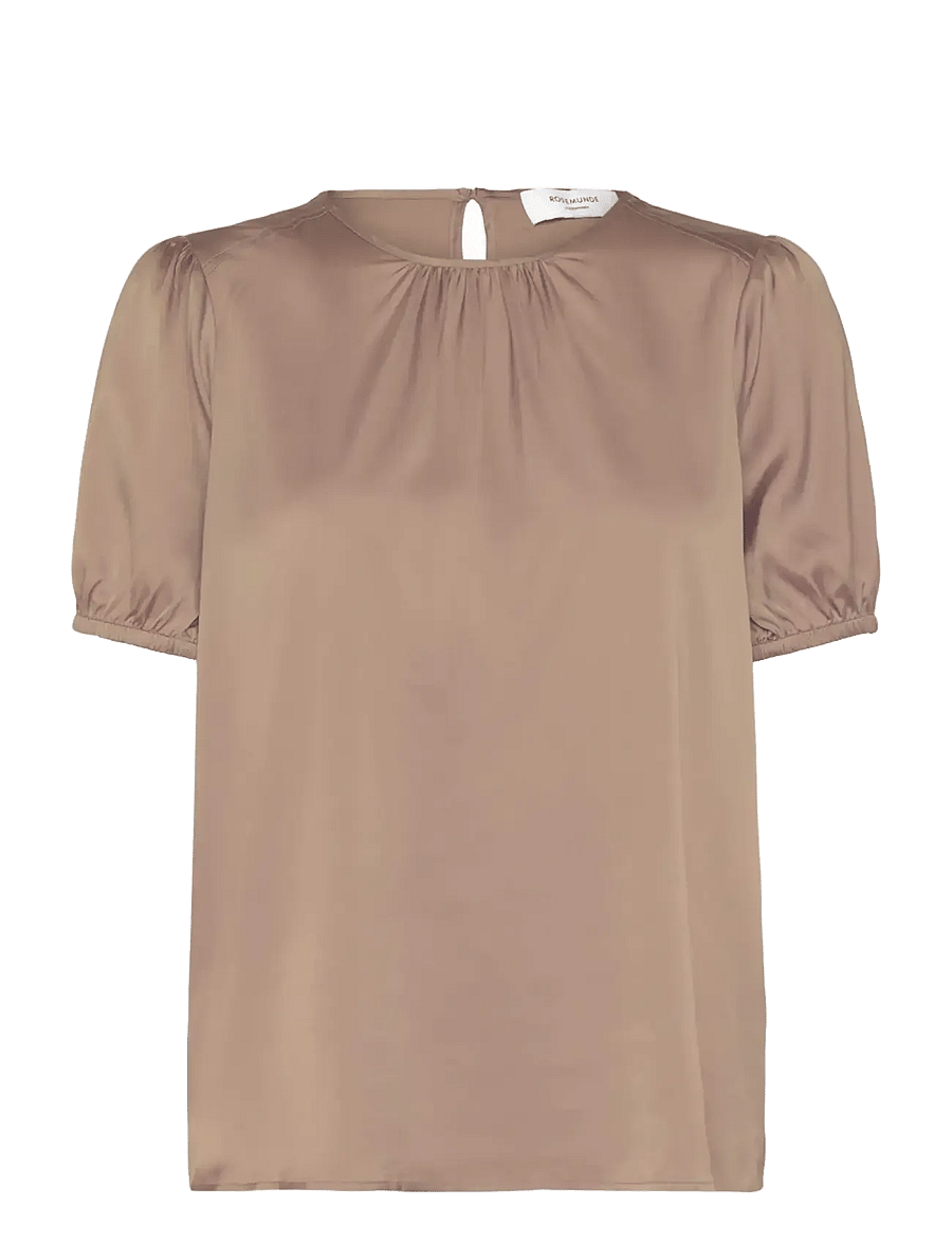 Rosemunde - RHJasmine Silk Blend SS Blouse - short-sleeved blouses - mocha meringue - 0