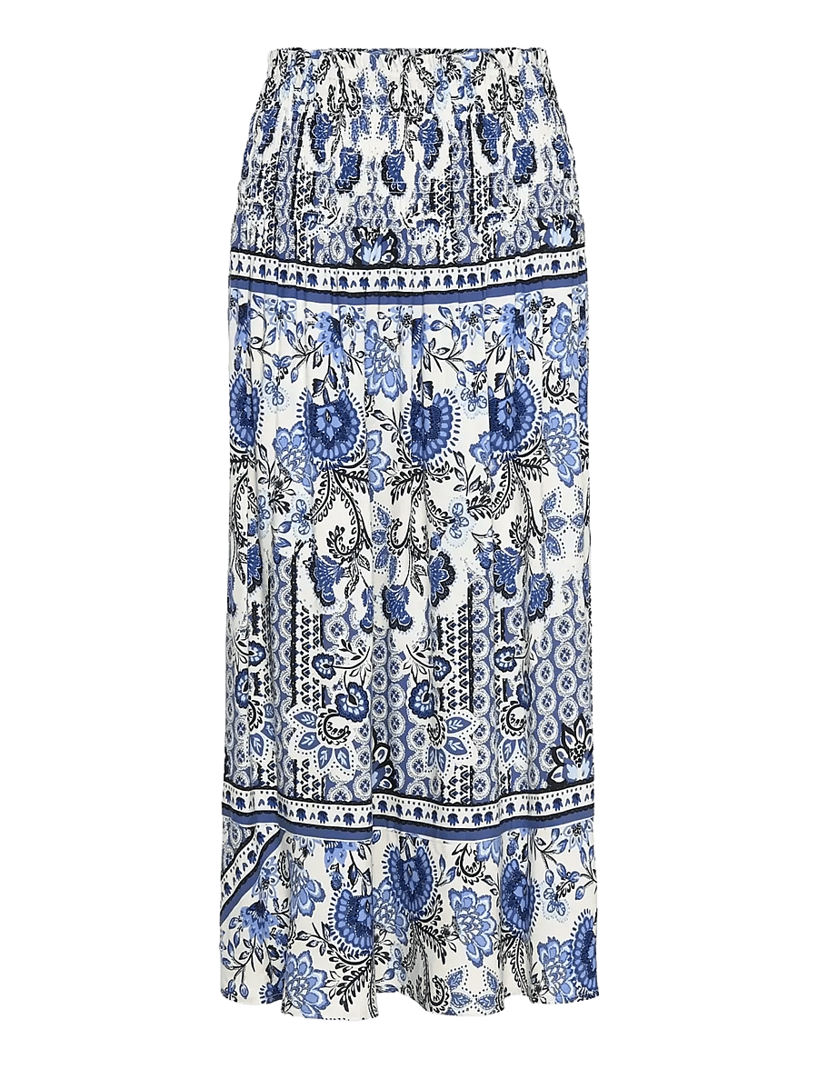 Rosemunde - RWElif Ankle Smock Skirt - maksiseelikud - blue boho print - 1