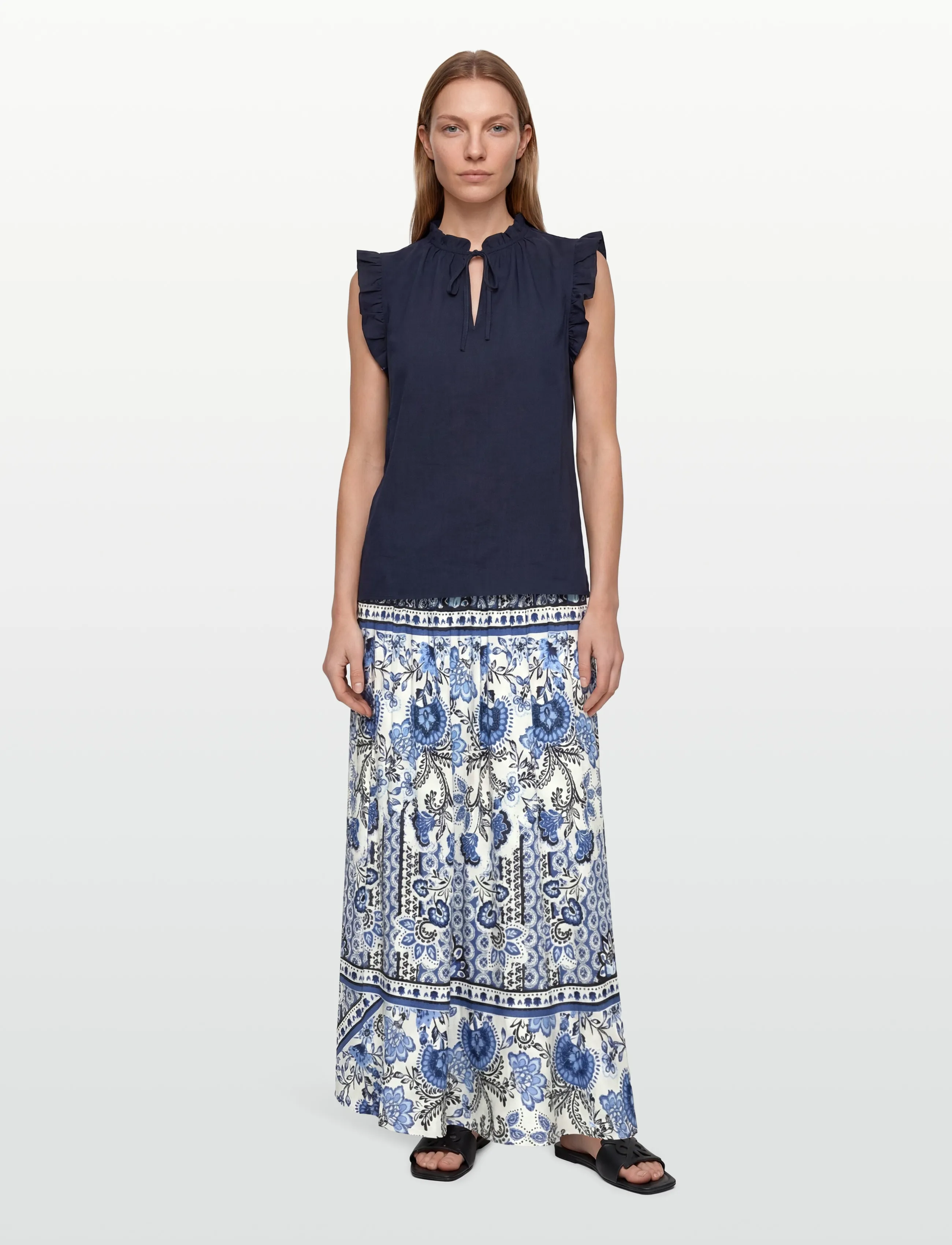 Rosemunde - RWElif Ankle Smock Skirt - maxi nederdele - blue boho print - 0