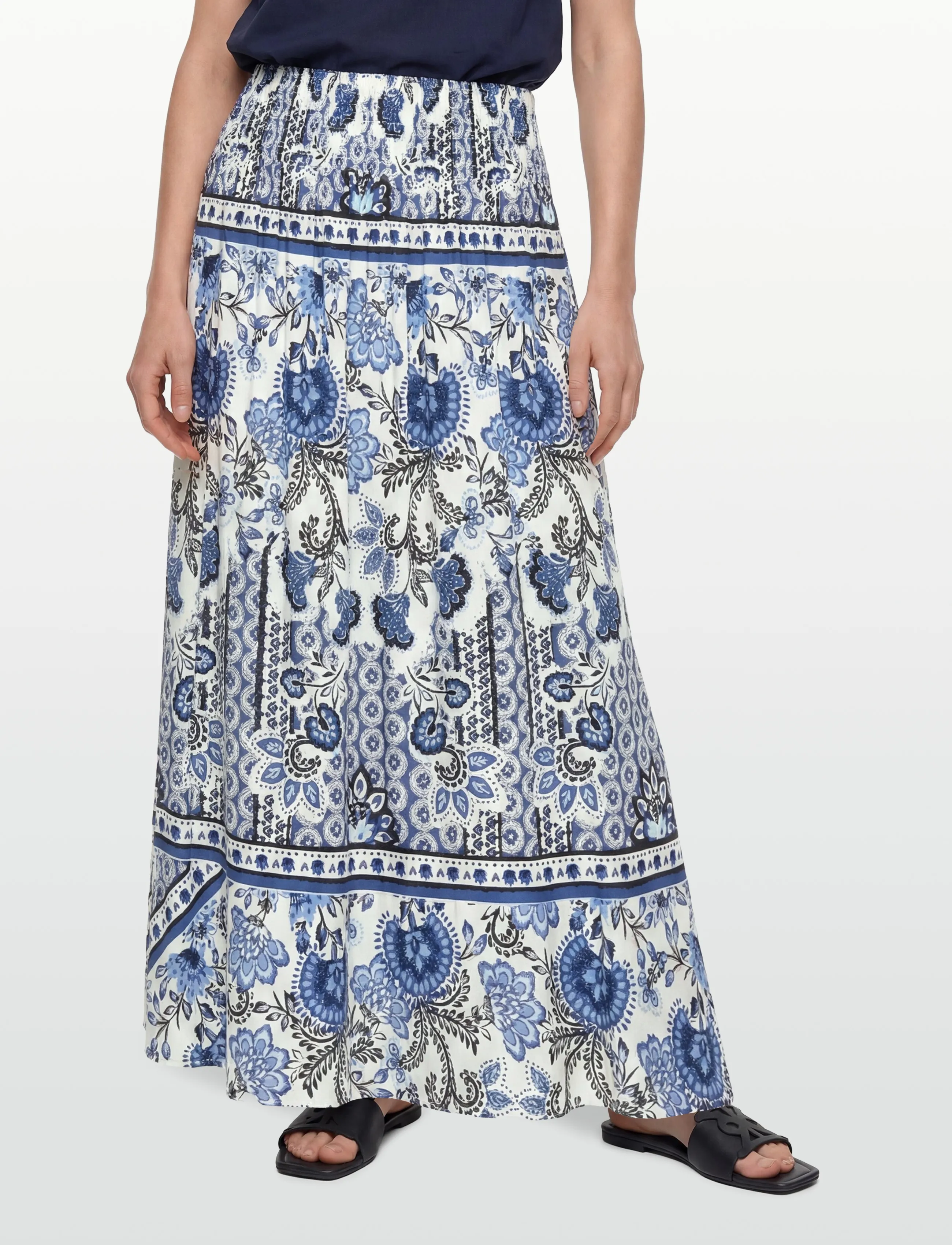 Rosemunde - RWElif Ankle Smock Skirt - maxi nederdele - blue boho print - 3