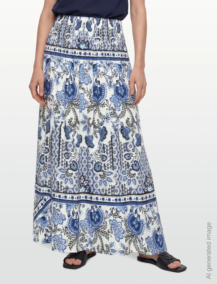 Rosemunde - RWElif Ankle Smock Skirt - maksiseelikud - blue boho print - 3