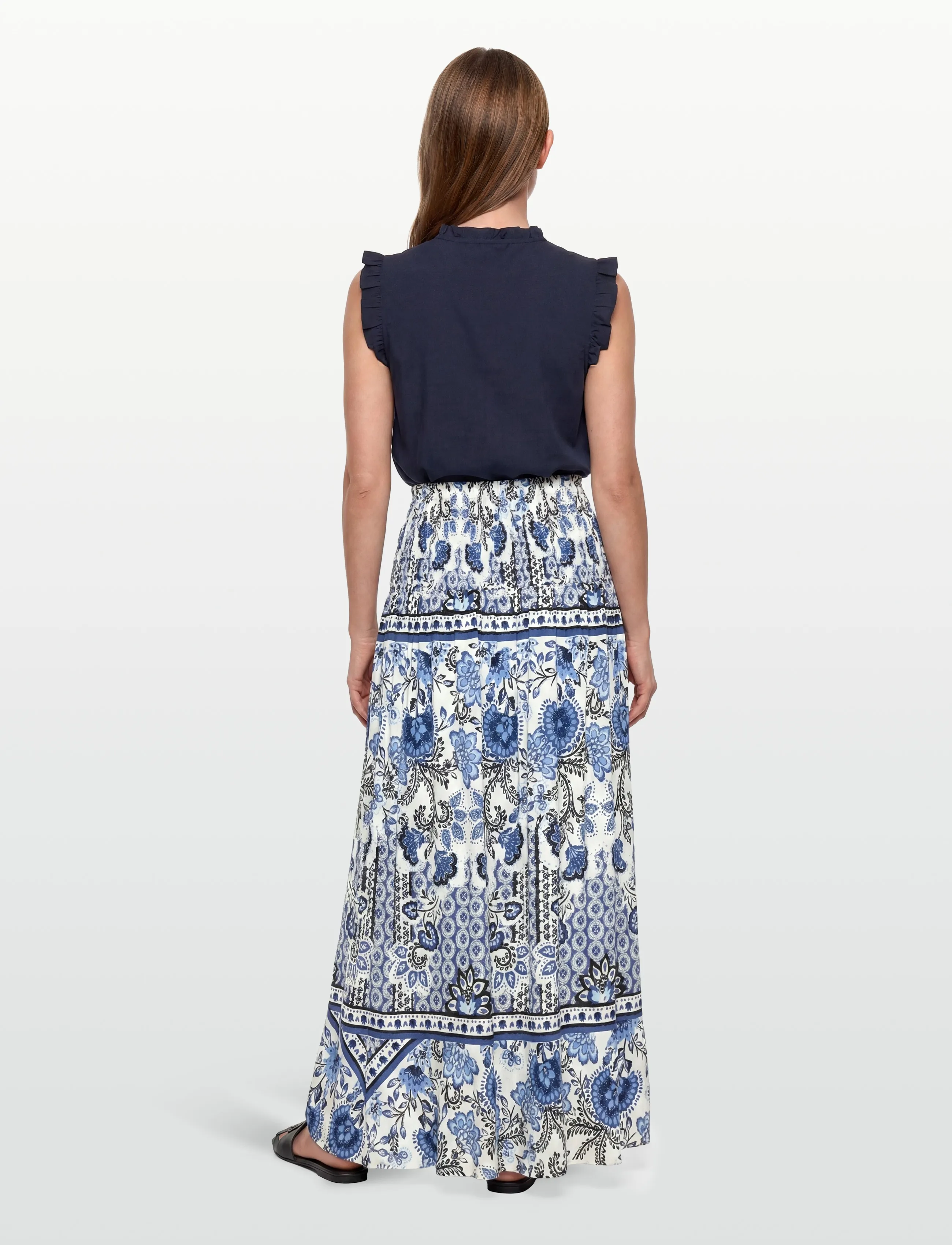 Rosemunde - RWElif Ankle Smock Skirt - maxi nederdele - blue boho print - 4