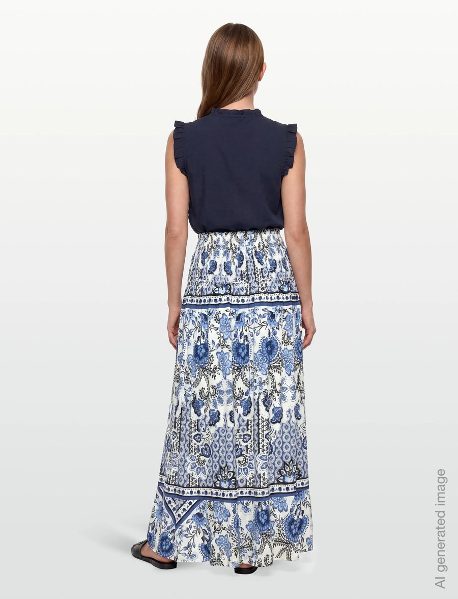 Rosemunde - RWElif Ankle Smock Skirt - maksiseelikud - blue boho print - 4