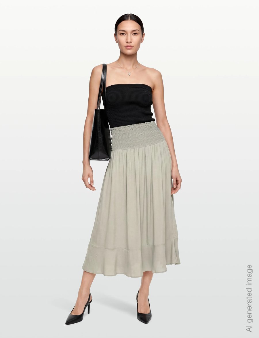 Rosemunde - RWElif Ankle Smock Skirt - maxi röcke - dried sage - 0