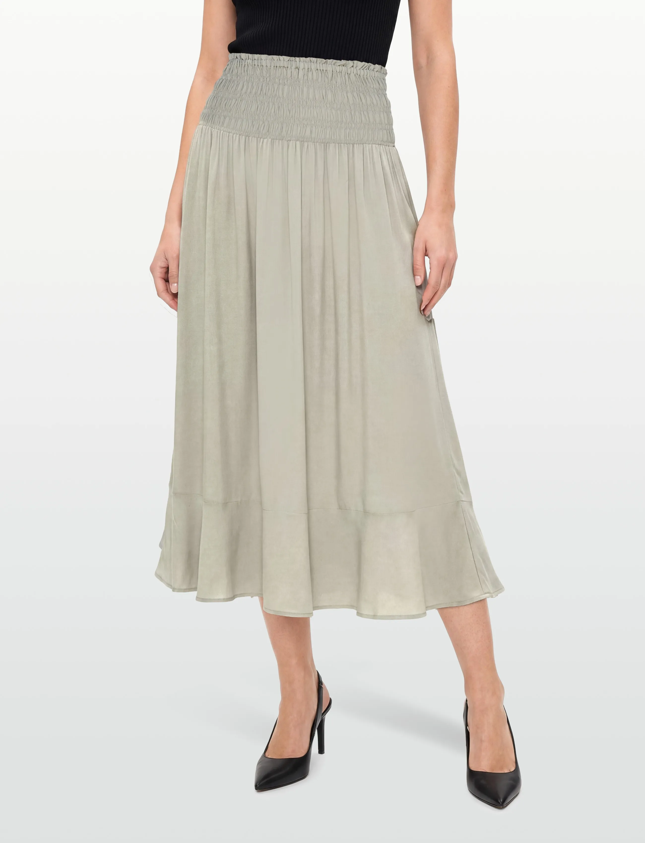 Rosemunde - RWElif Ankle Smock Skirt - maxi röcke - dried sage - 3