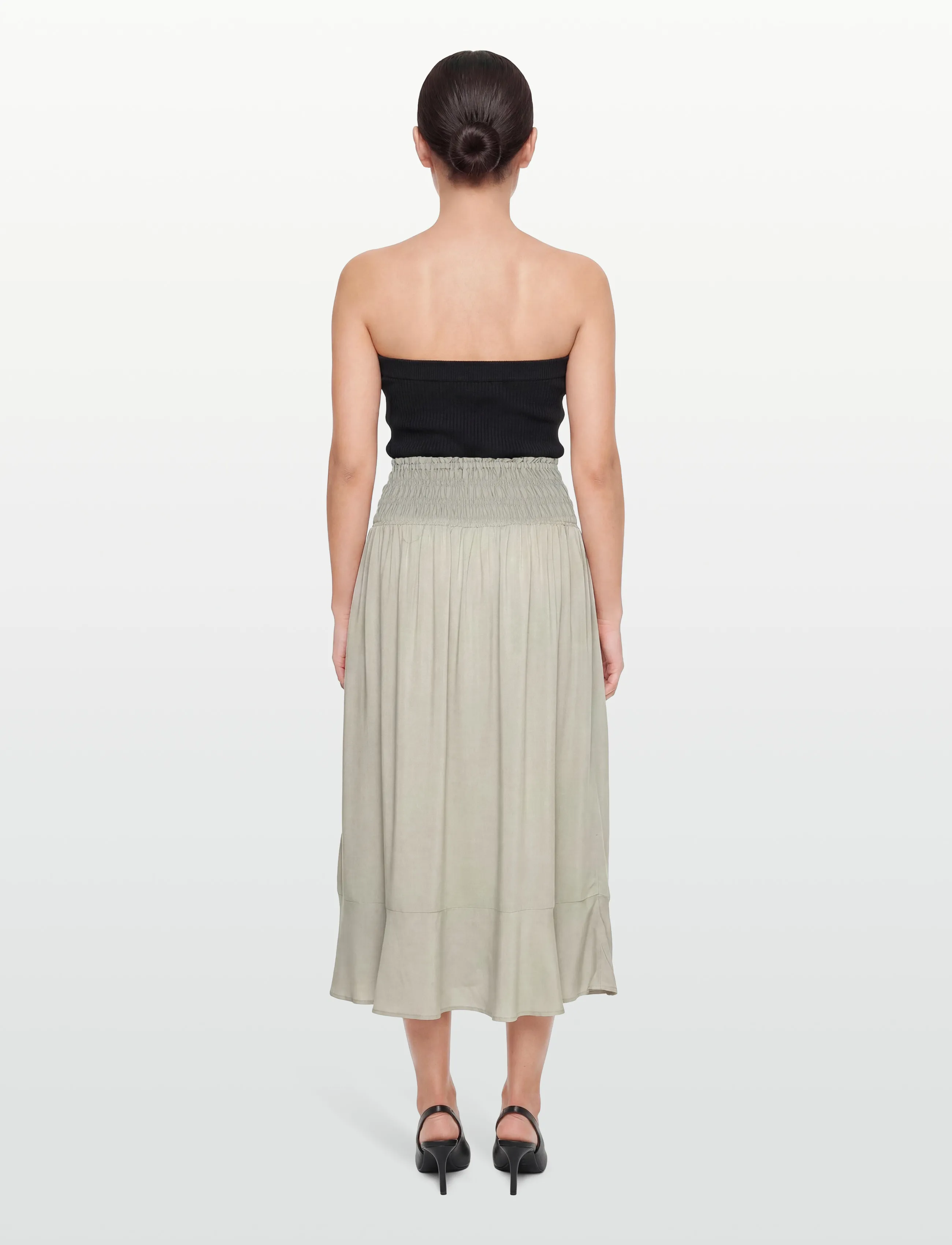 Rosemunde - RWElif Ankle Smock Skirt - maxi nederdele - dried sage - 4