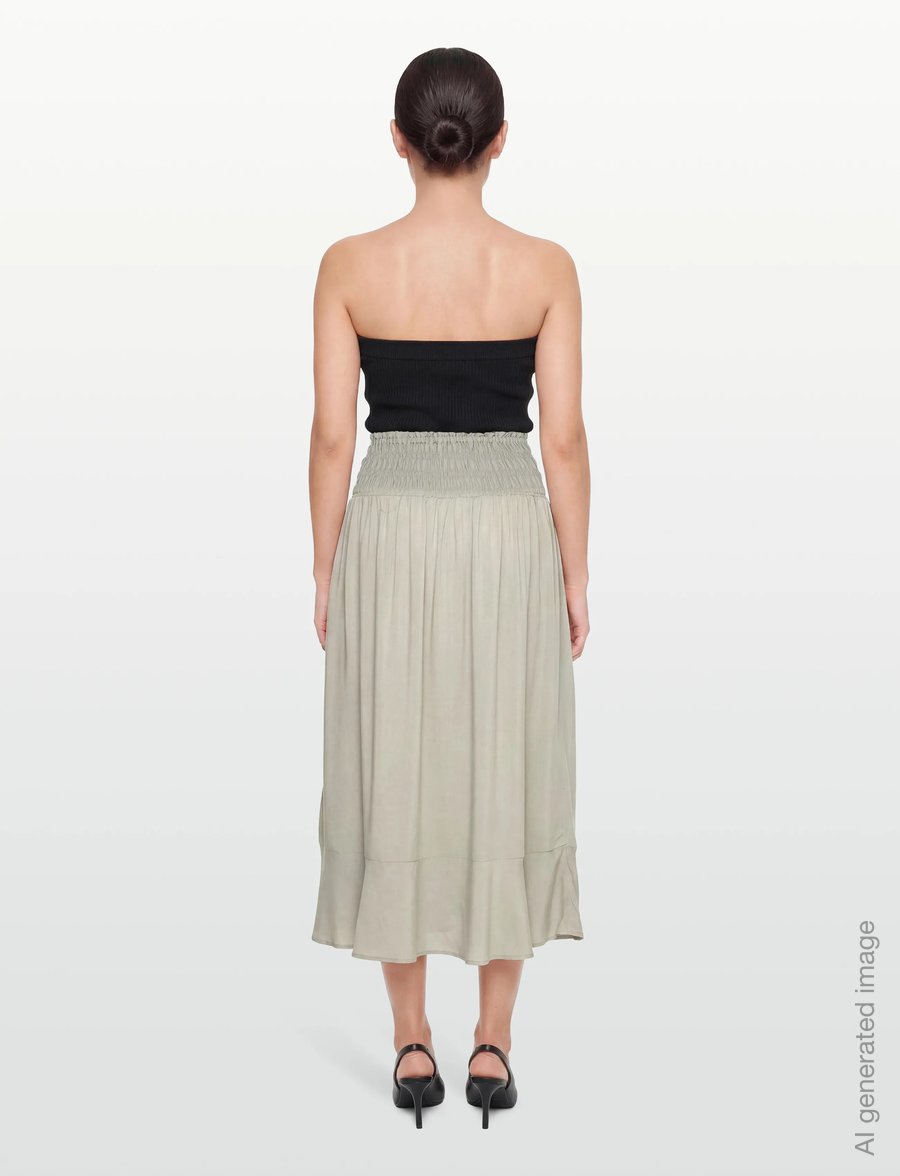 Rosemunde - RWElif Ankle Smock Skirt - maxi röcke - dried sage - 4