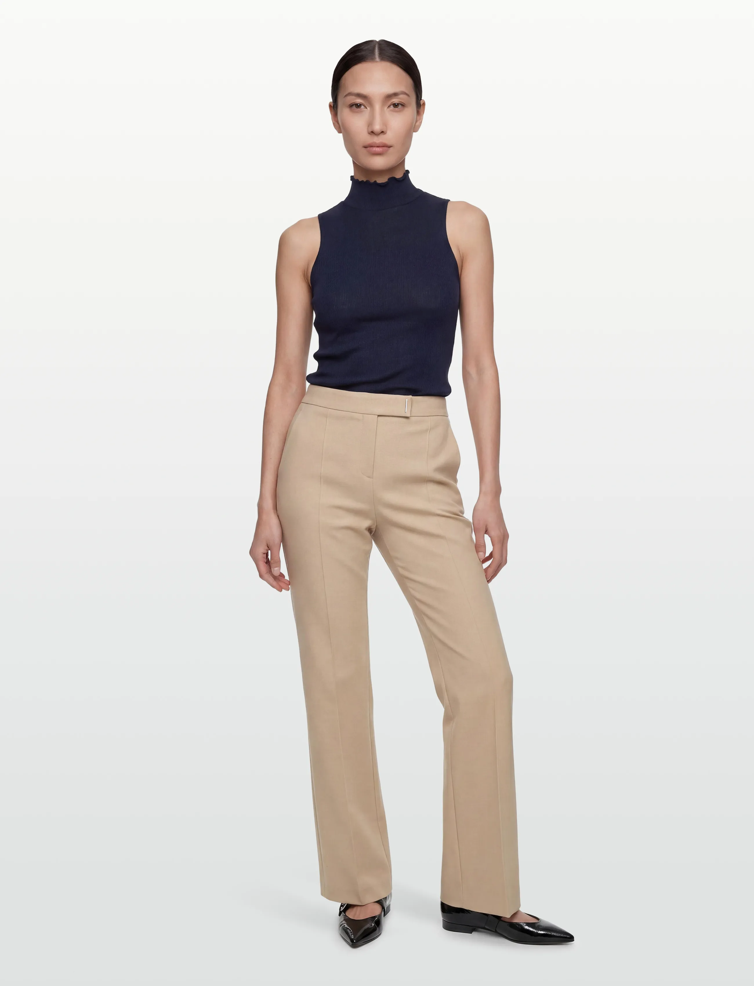 Rosemunde Rwbernadine Organic Sl Top, Kvinder, Ærmeløs Flæse Rullekrave Top, Navy, Str: L