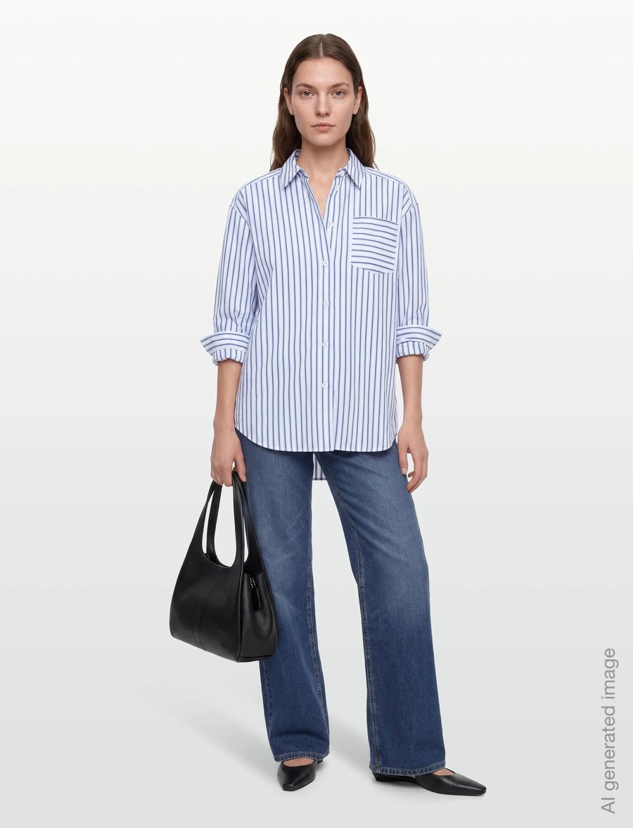 Rosemunde - RWUlla LS Oversize Shirt - pikkade varrukatega särgid - baby blue stripe - 0