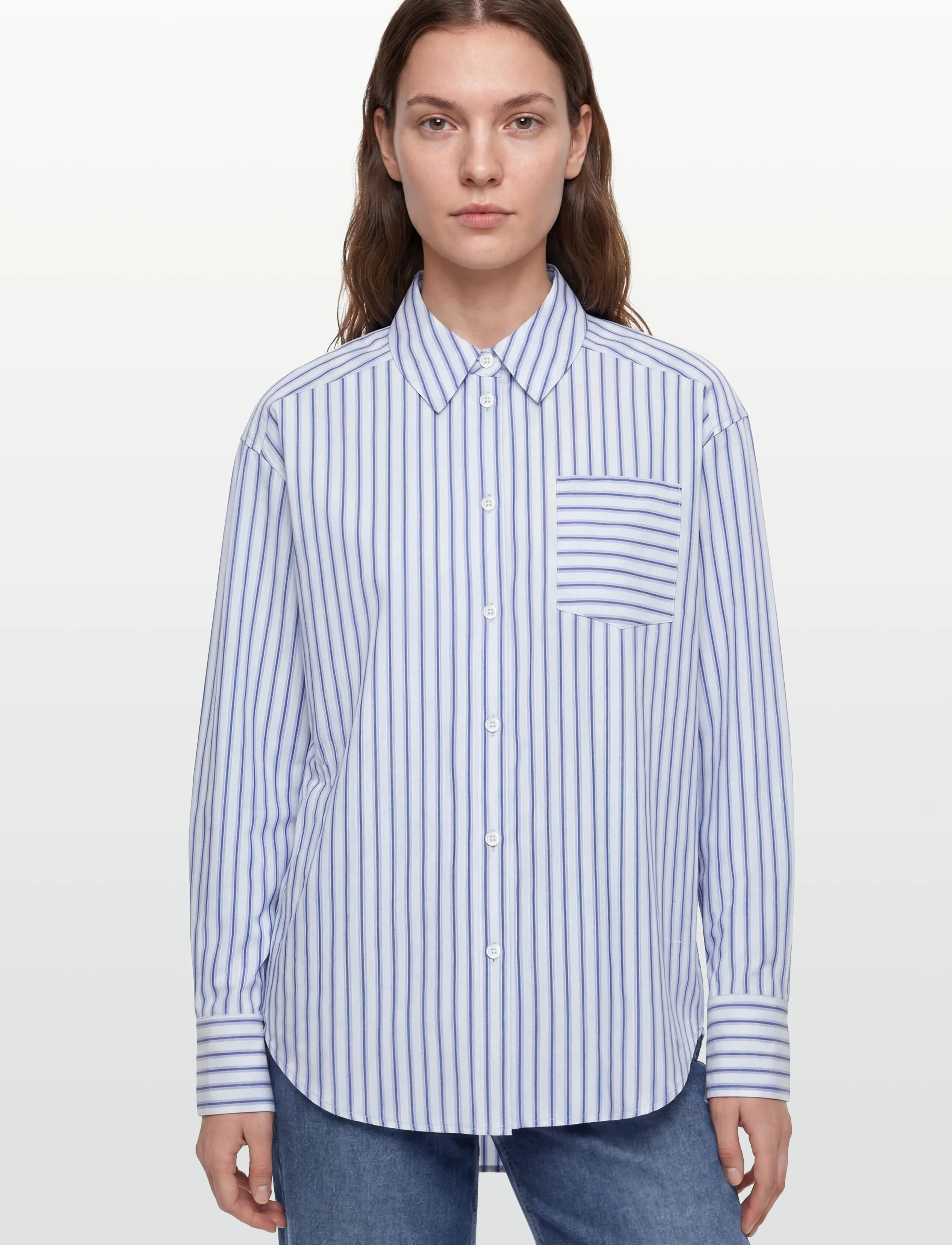 Rosemunde - RWUlla LS Oversize Shirt - långärmade skjortor - baby blue stripe - 5