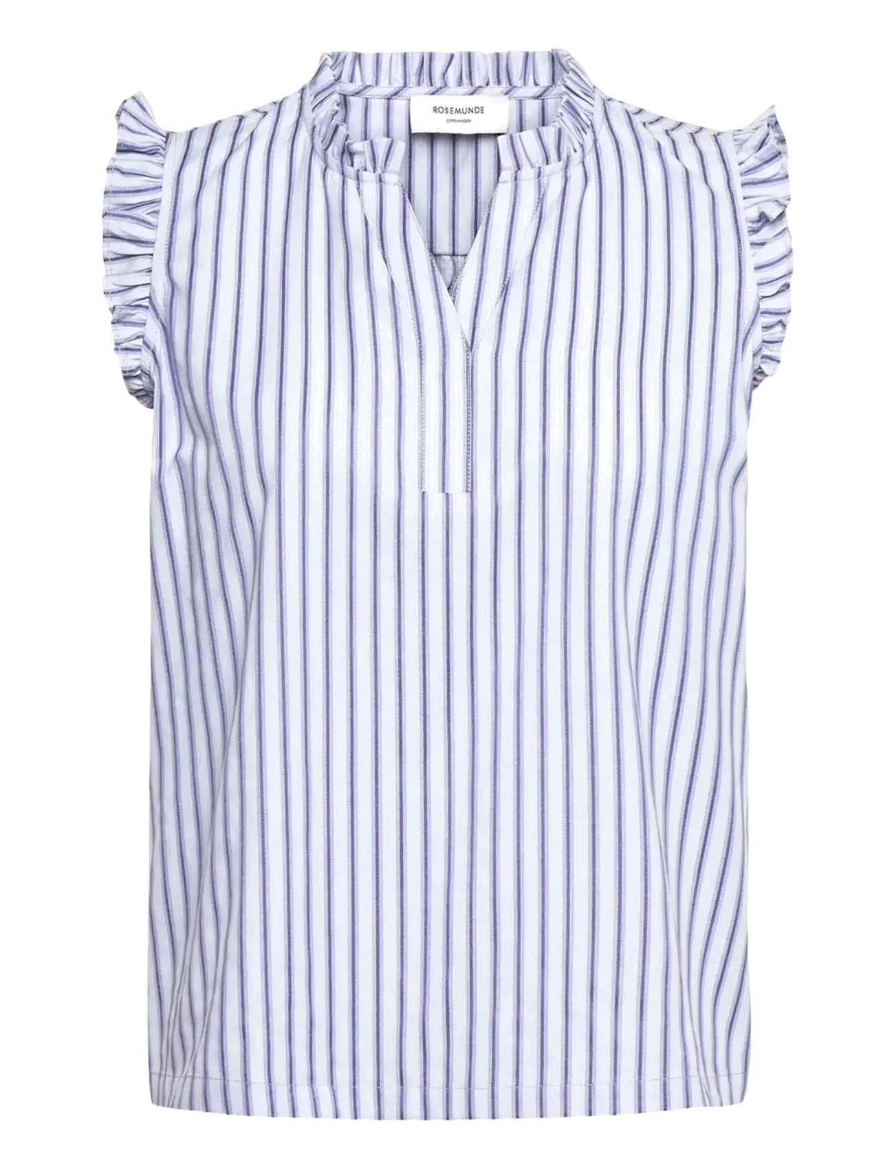 Rosemunde RWUlla SL Frill Top - Lühikeste varrukatega pluusid - BABY BLUE STRIPE / blue