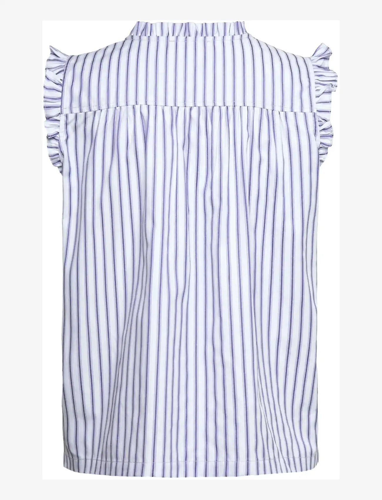 Rosemunde - RWUlla SL Frill Top - kortærmede bluser - baby blue stripe - 1