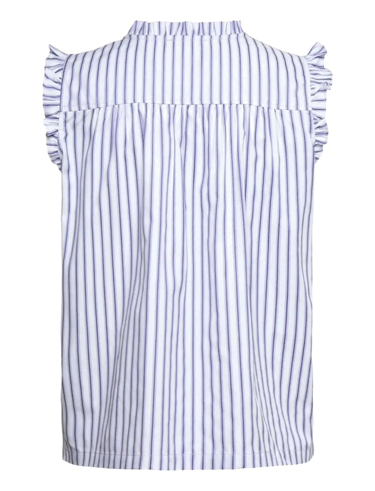 Rosemunde - RWUlla SL Frill Top - short-sleeved blouses - baby blue stripe - 2