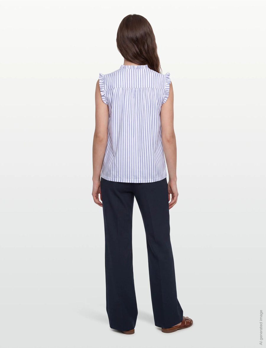 Rosemunde - RWUlla SL Frill Top - kurzärmelige blusen - baby blue stripe - 4