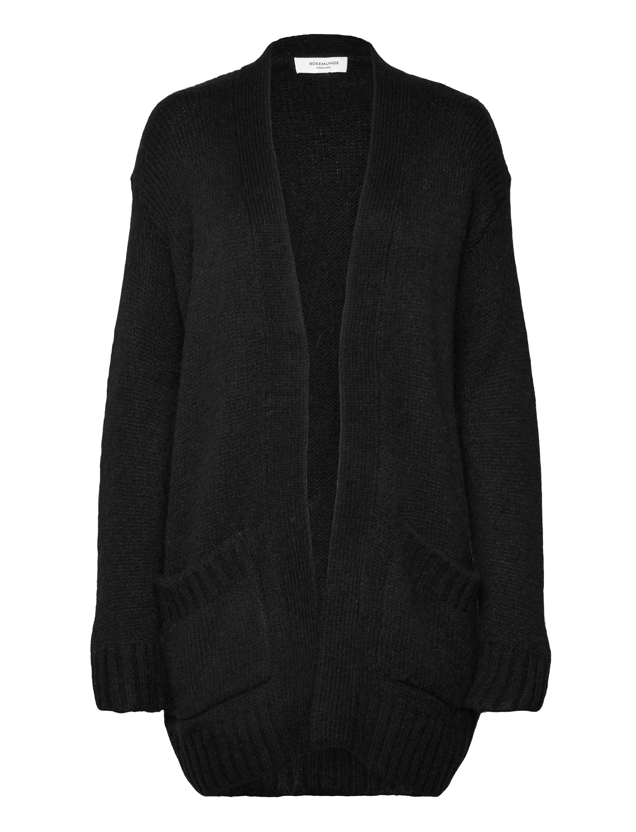 Rosemunde Rwtulip Wool Blend Long Knit Cardig, Kvinder, Lang Strikket Cardigan, Sort, Str: S
