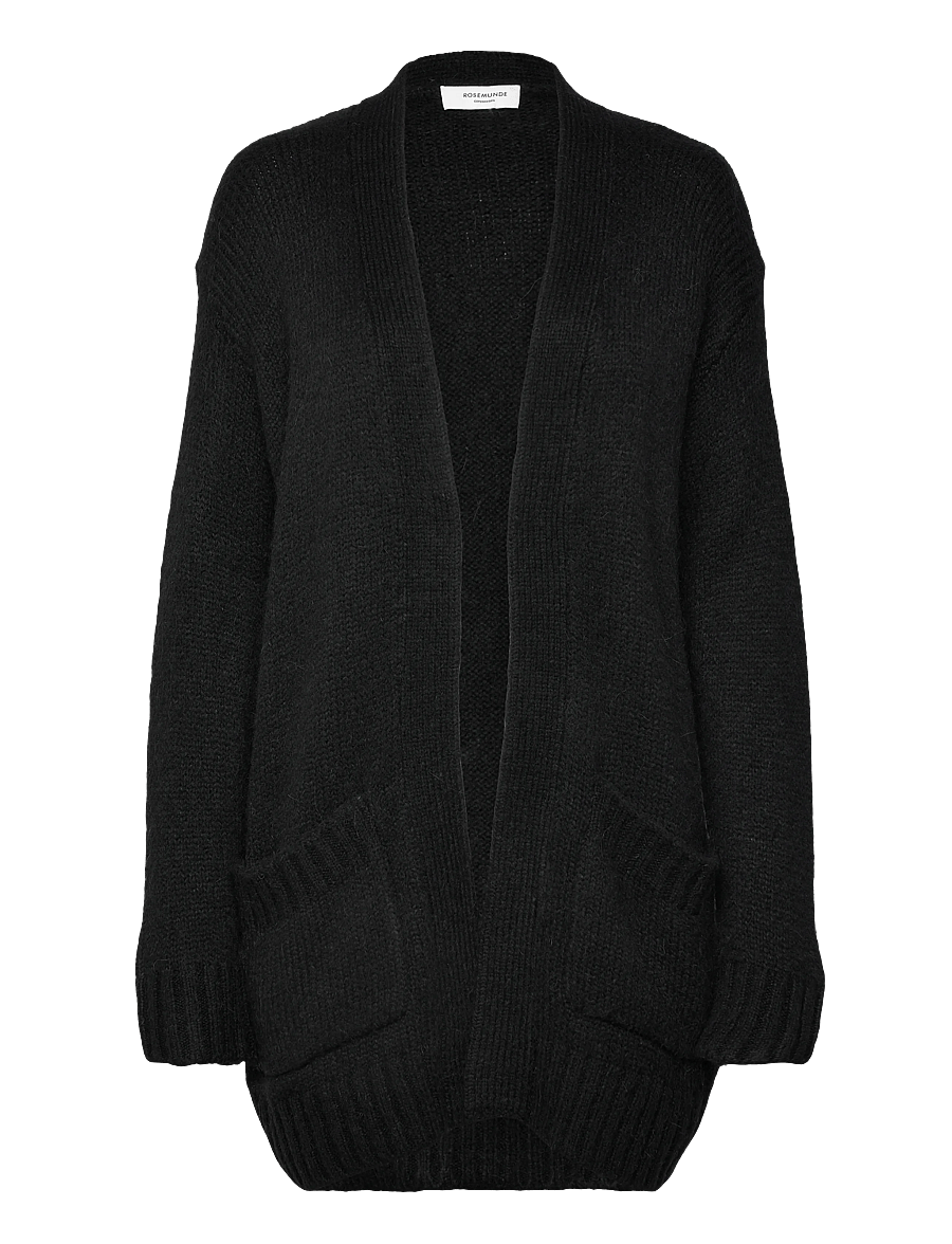 Rosemunde - RWTulip Wool Blend Long Knit Cardig - gilets - black - 0