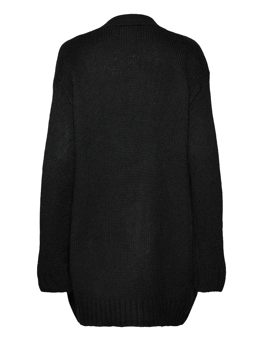 Rosemunde - RWTulip Wool Blend Long Knit Cardig - gilets - black - 1
