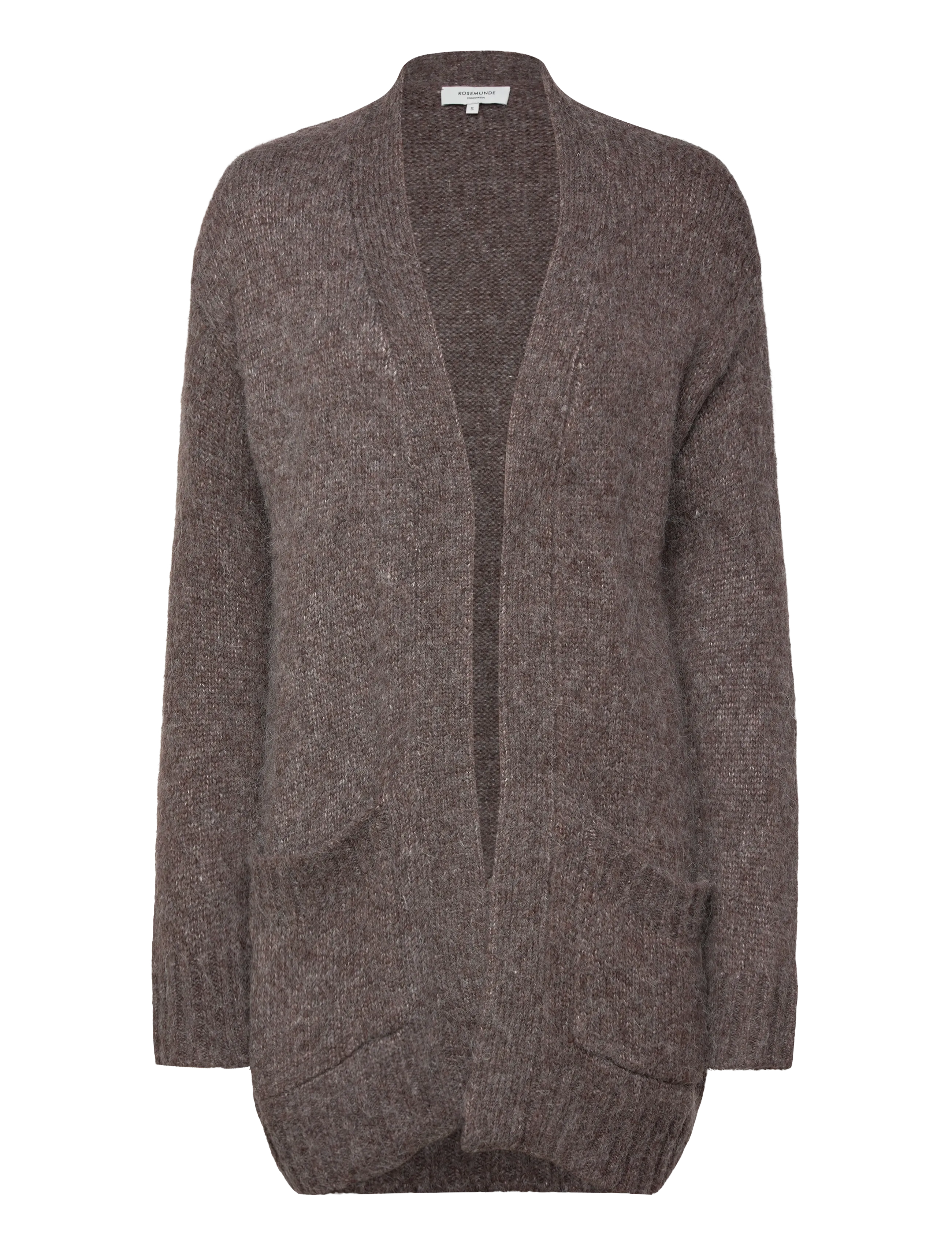 Rosemunde Rwtulip Wool Blend Long Knit Cardig, Kvinder, Lang Strikket Cardigan, Brun, Str: S