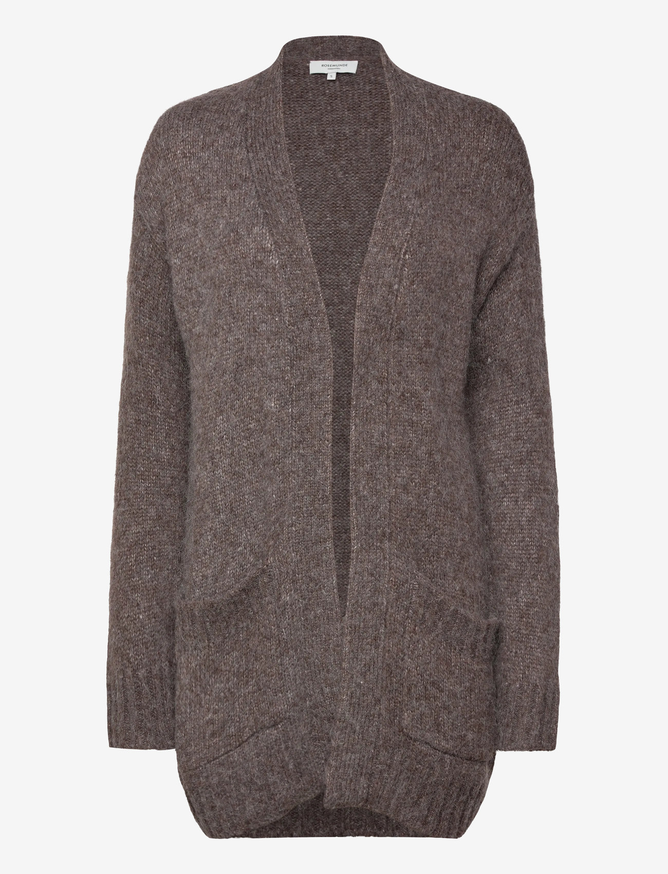 Rosemunde - RWTulip Wool Blend Long Knit Cardig - koftor - brown grey mel - 0