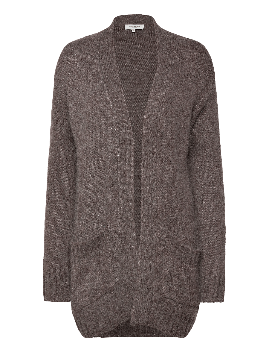 Rosemunde - RWTulip Wool Blend Long Knit Cardig - gilets - brown grey mel - 0