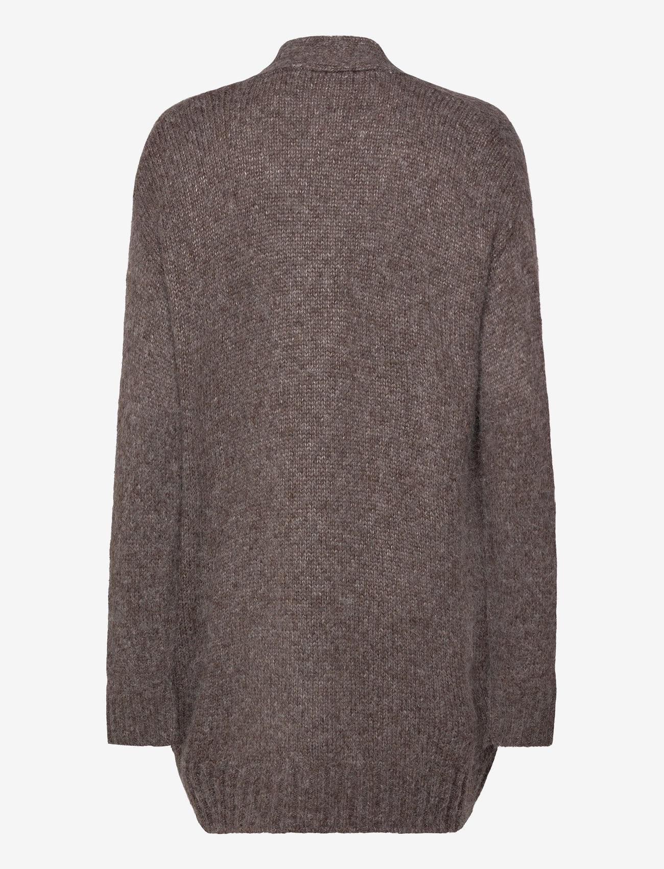 Rosemunde - RWTulip Wool Blend Long Knit Cardig - koftor - brown grey mel - 1