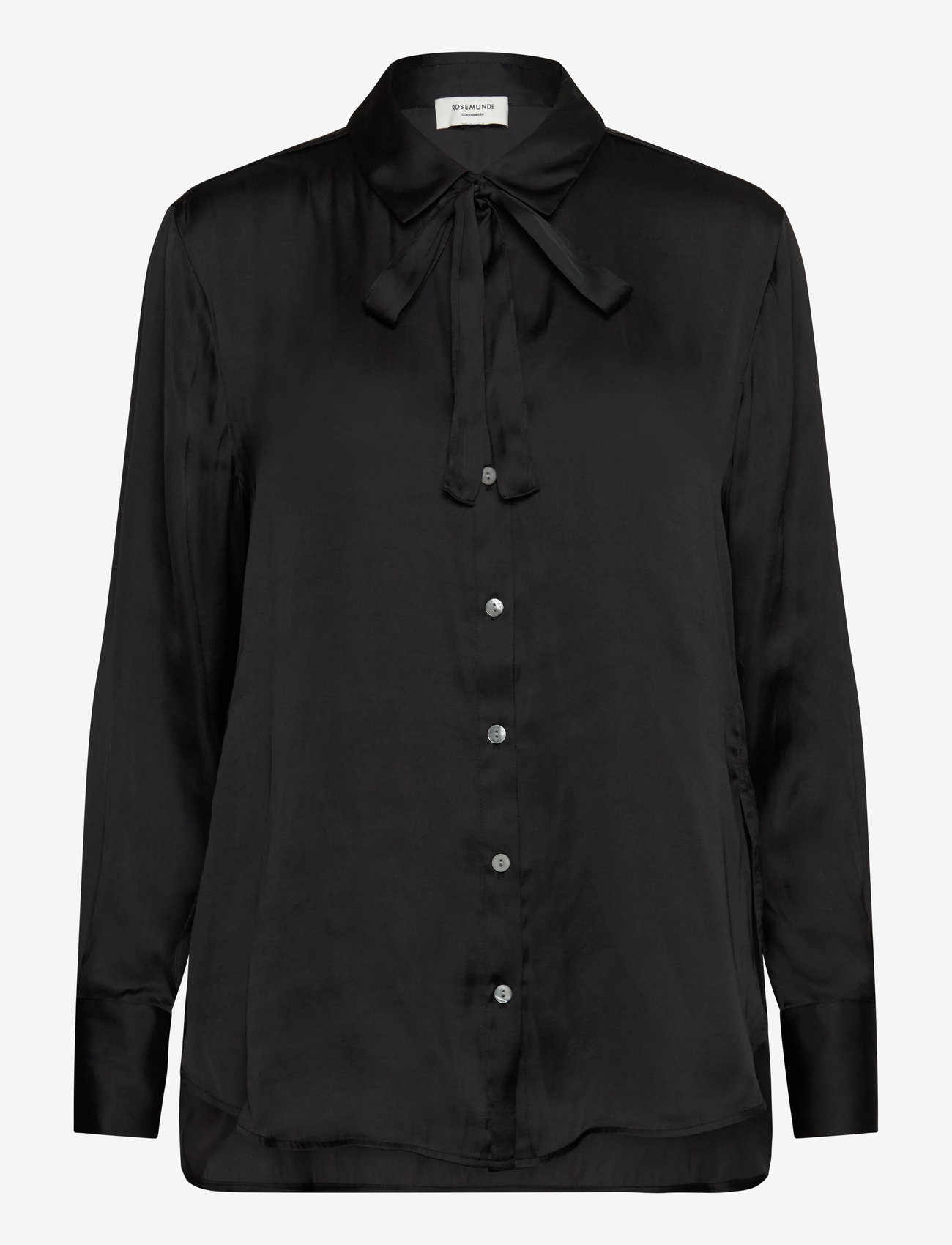 Rosemunde - RWMessina LS Bow Shirt - long-sleeved shirts - black - 0