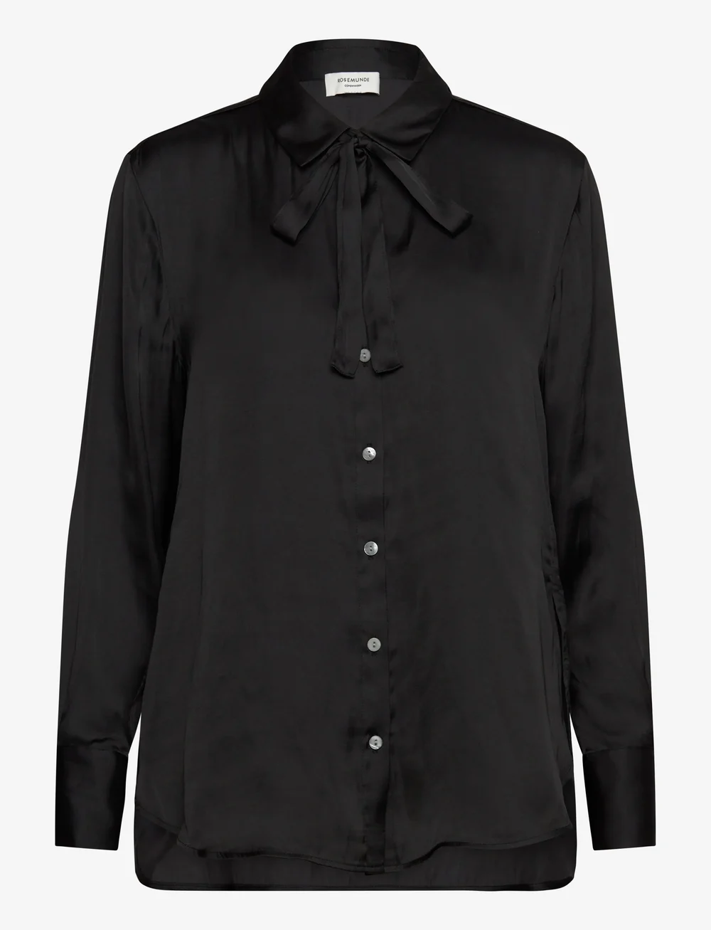 Rosemunde - RWMessina LS Bow Shirt - langärmlige hemden - black - 0