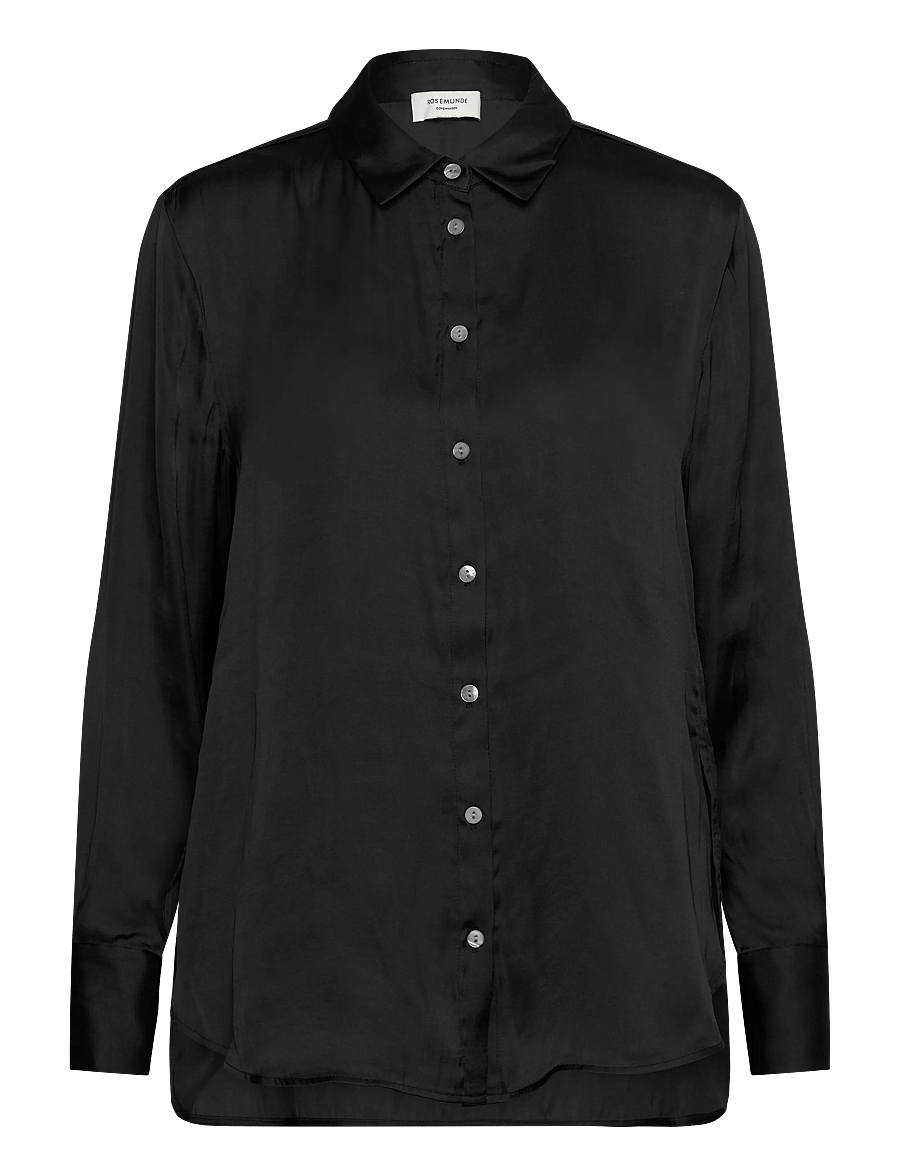 Rosemunde - RWMessina LS Bow Shirt - langärmlige hemden - black - 2