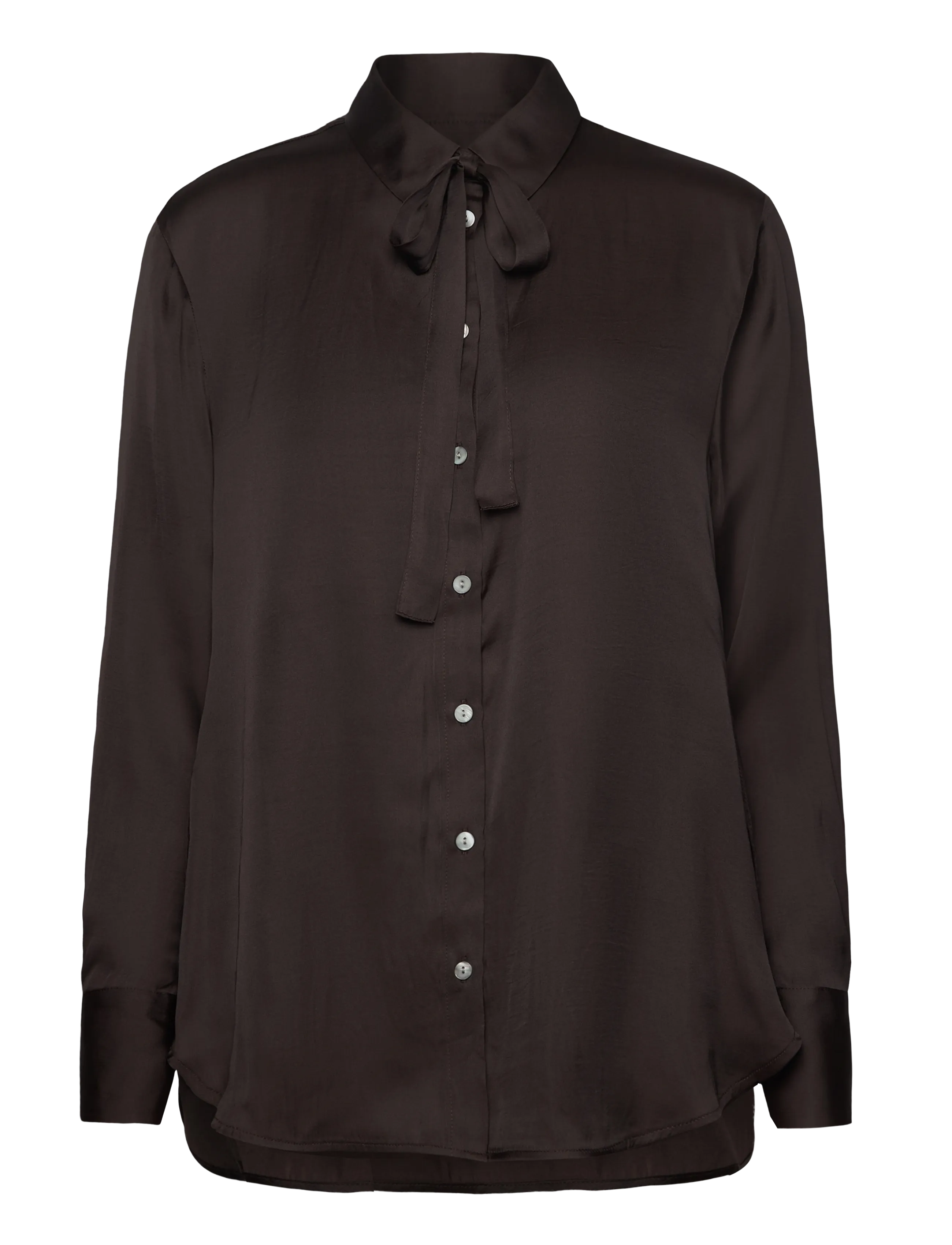 Rosemunde Rwmessina Ls Bow Shirt, Kvinder, Langærmet Sløjfe Bluse, Brun, Str: 34