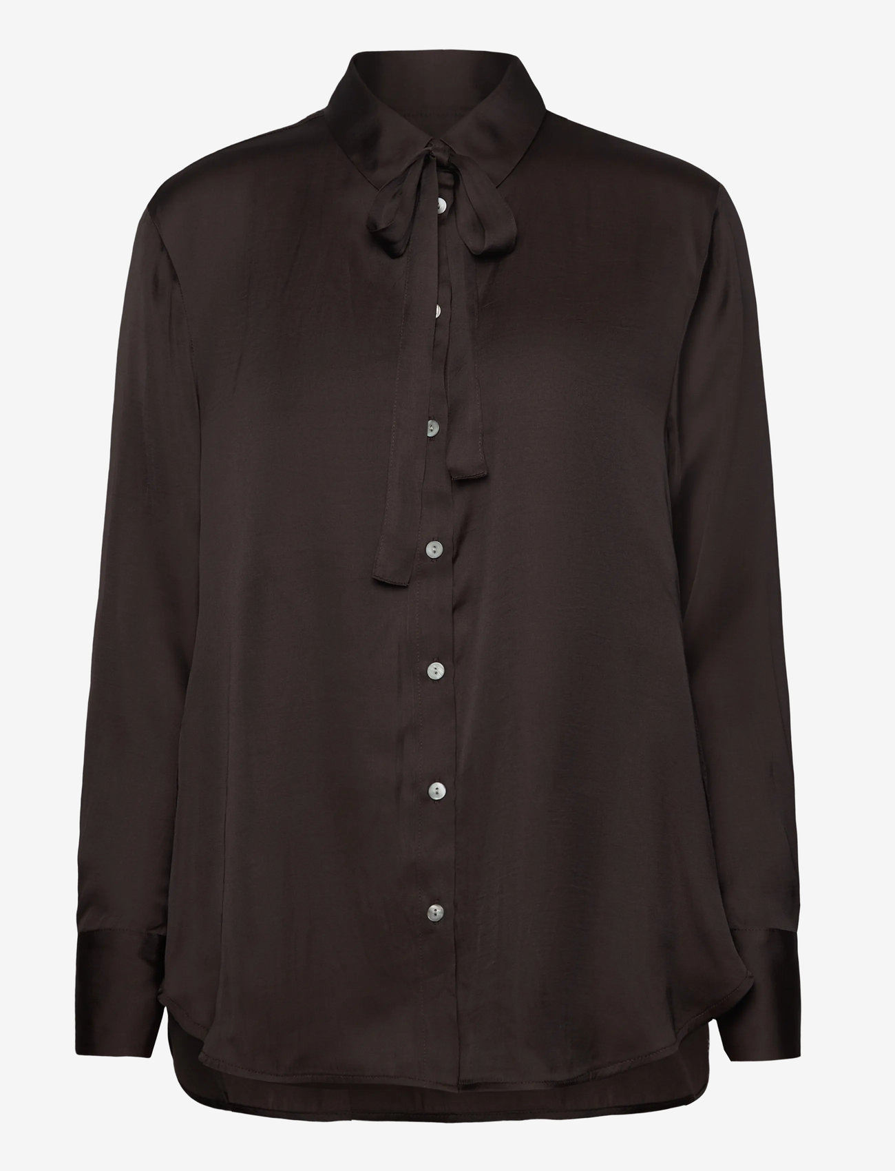 Rosemunde - RWMessina LS Bow Shirt - pikkade varrukatega särgid - ganache - 0
