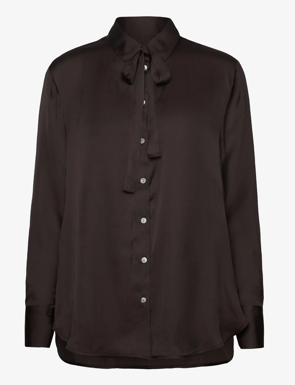 Rosemunde - RWMessina LS Bow Shirt - langærmede skjorter - ganache - 0