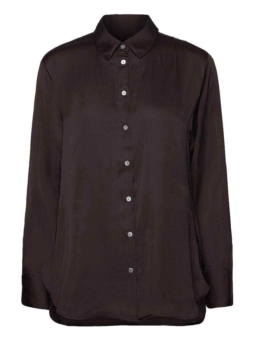 Rosemunde - RWMessina LS Bow Shirt - pikkade varrukatega särgid - ganache - 2