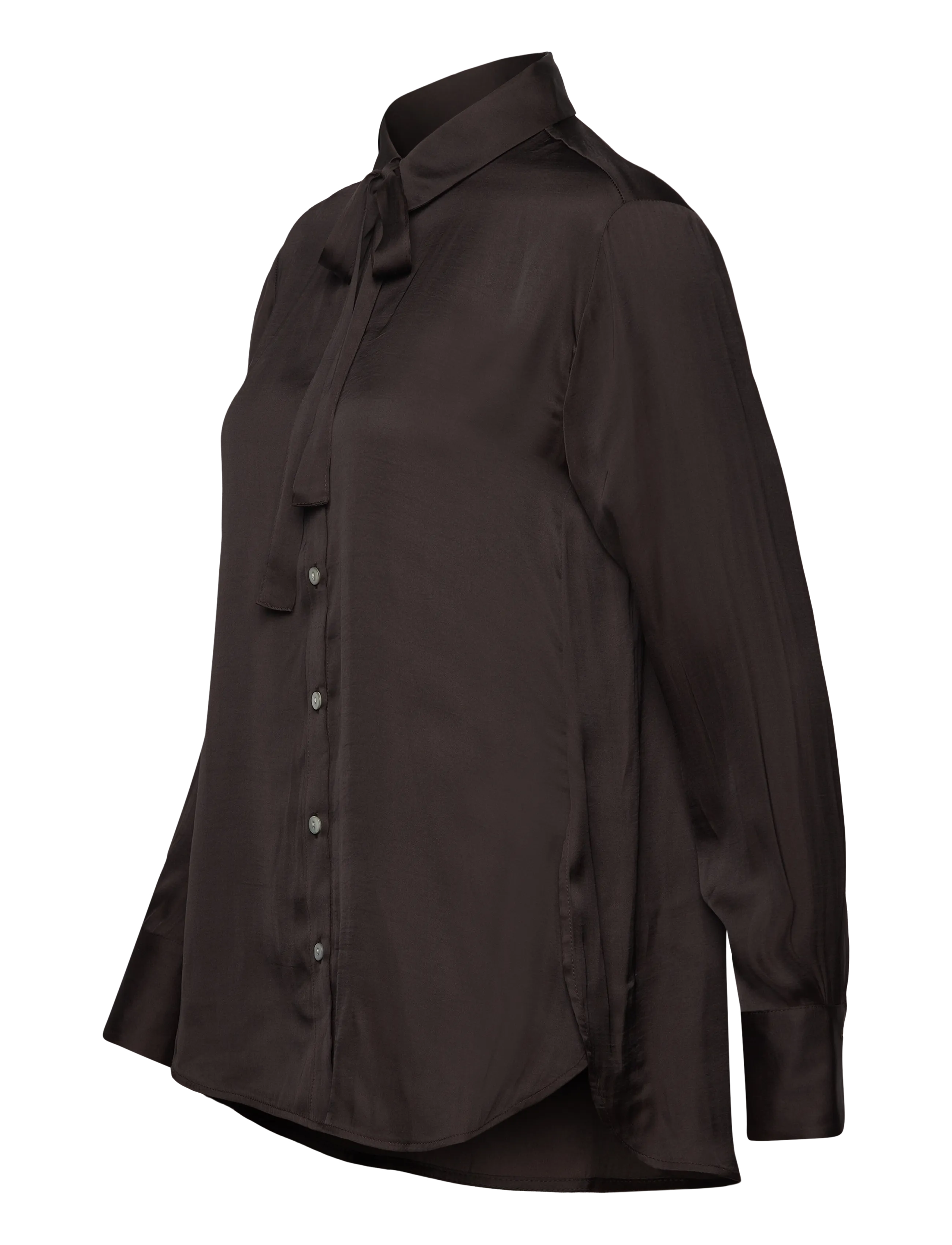 Rosemunde - RWMessina LS Bow Shirt - langärmlige hemden - ganache - 3
