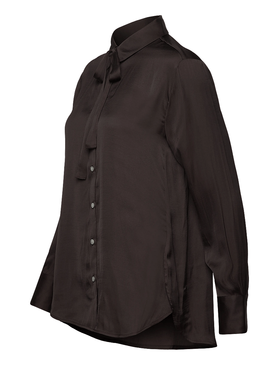 Rosemunde - RWMessina LS Bow Shirt - pikkade varrukatega särgid - ganache - 3