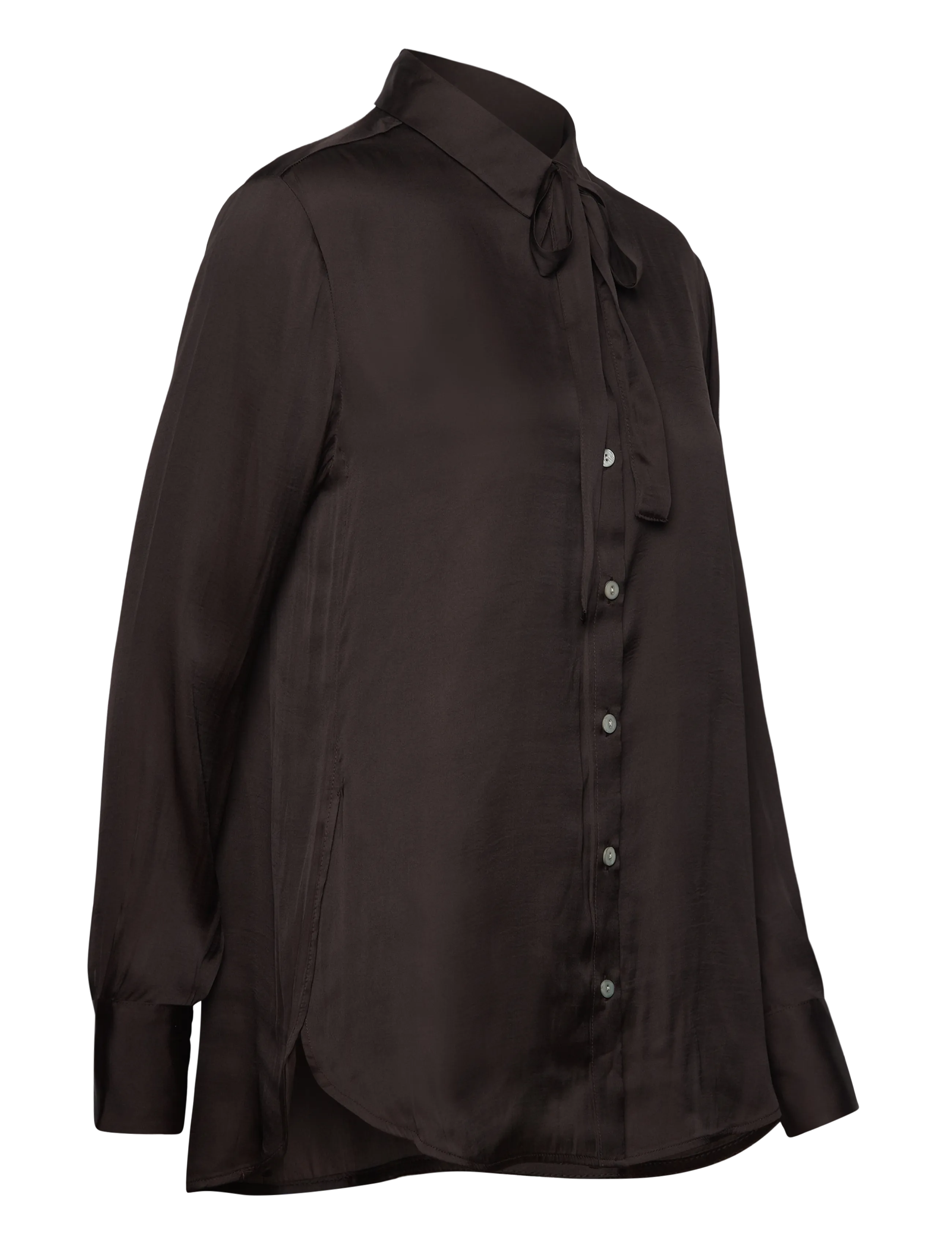 Rosemunde - RWMessina LS Bow Shirt - langärmlige hemden - ganache - 4