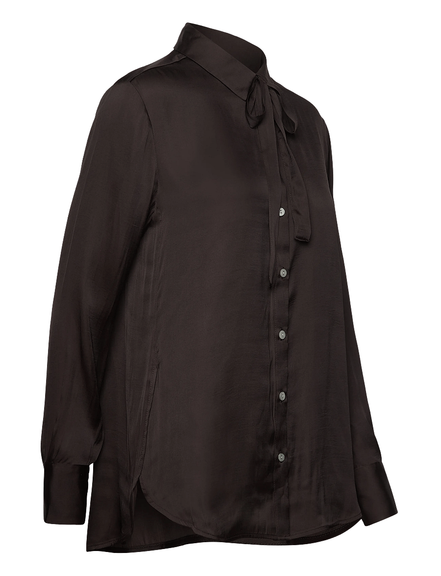 Rosemunde - RWMessina LS Bow Shirt - pikkade varrukatega särgid - ganache - 4