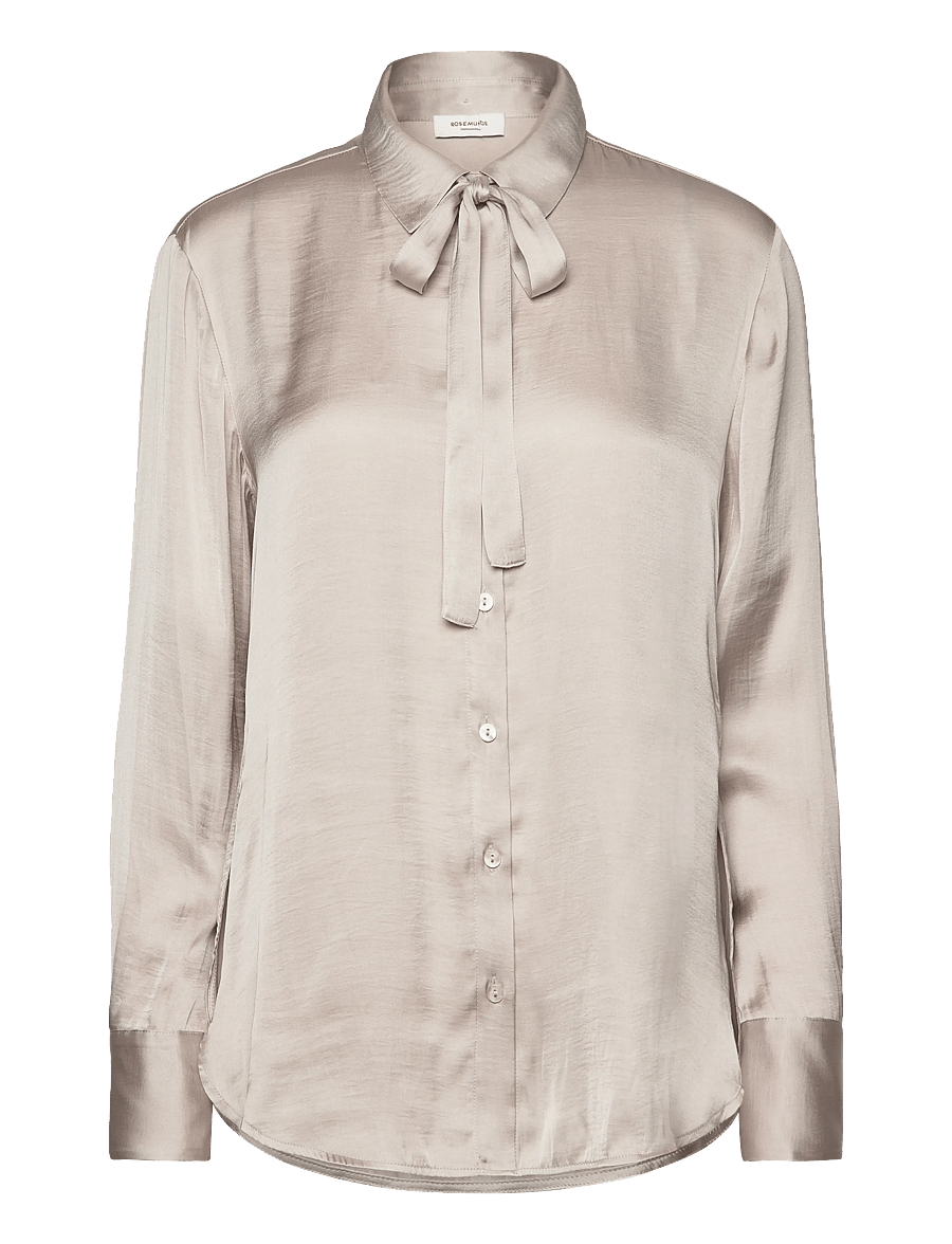 Rosemunde - RWMessina LS Bow Shirt - langärmlige hemden - silver lining - 0
