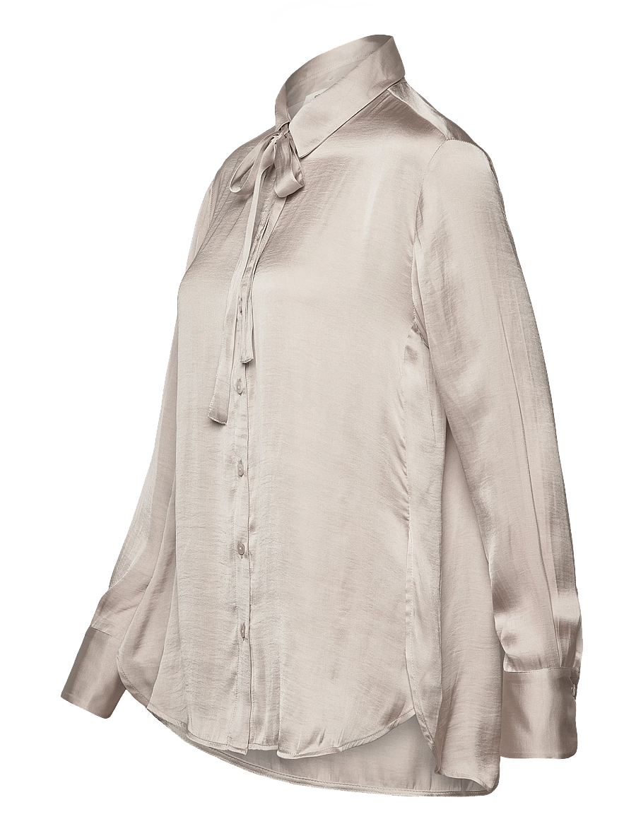 Rosemunde - RWMessina LS Bow Shirt - langärmlige hemden - silver lining - 3