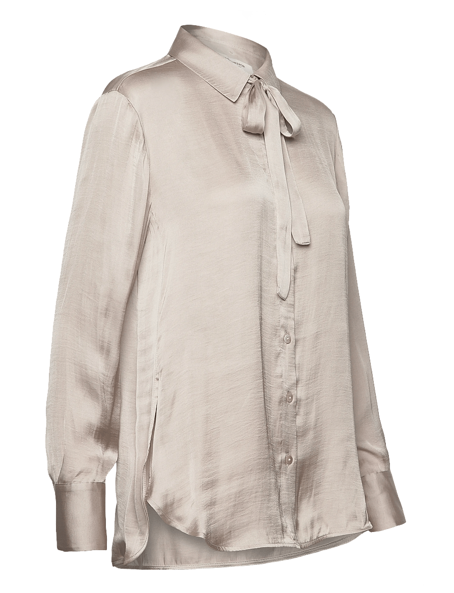 Rosemunde - RWMessina LS Bow Shirt - langärmlige hemden - silver lining - 4