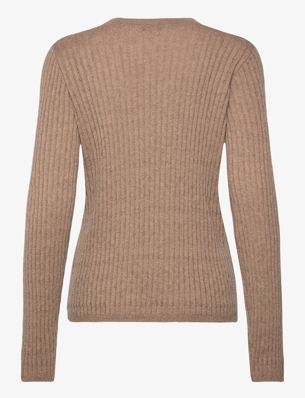 Rosemunde - RWSofia LS Wool Pointelle Crew Knit - sviitrid - brown grey mel - 1