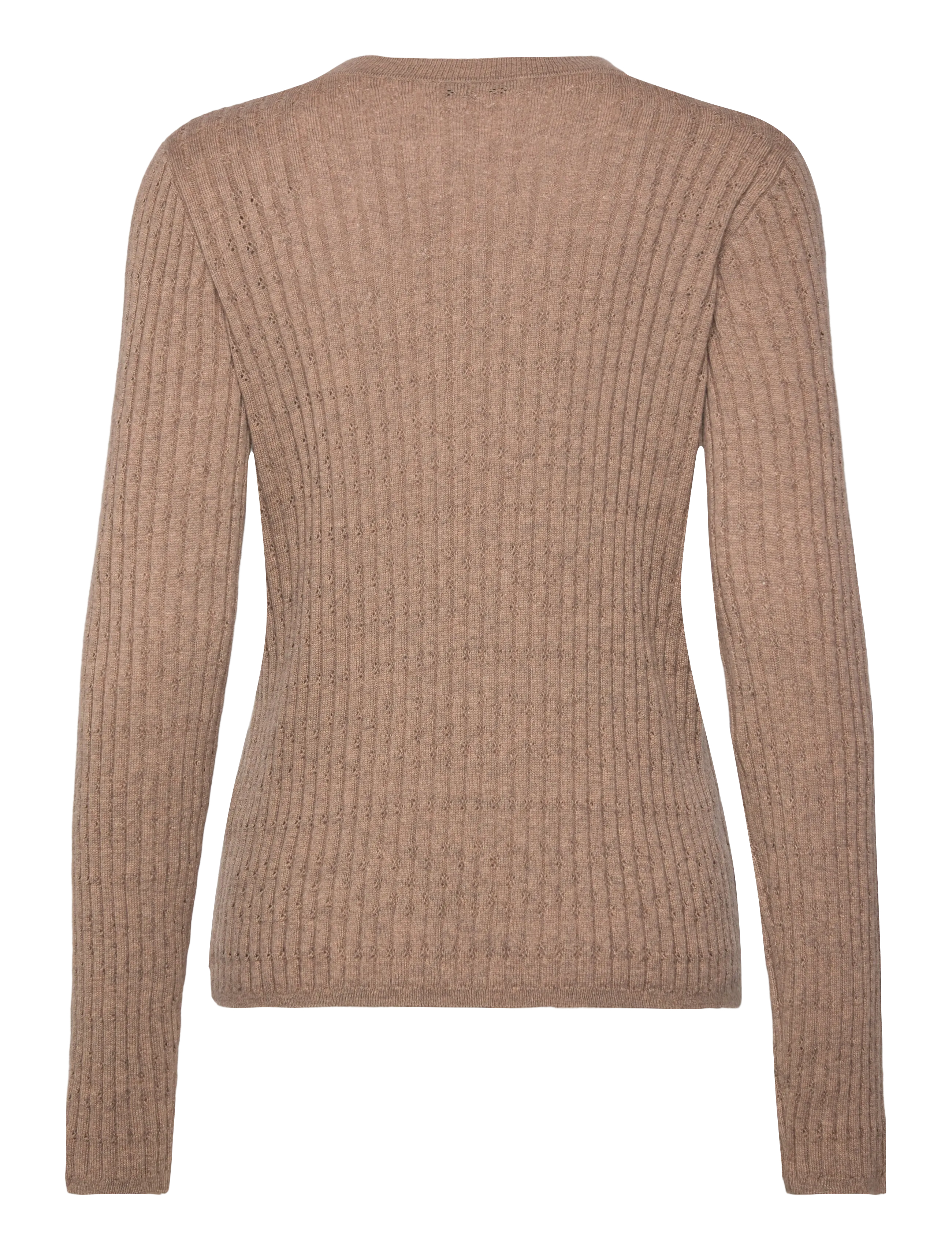 Rosemunde - RWSofia LS Wool Pointelle Crew Knit - trøjer - brown grey mel - 1