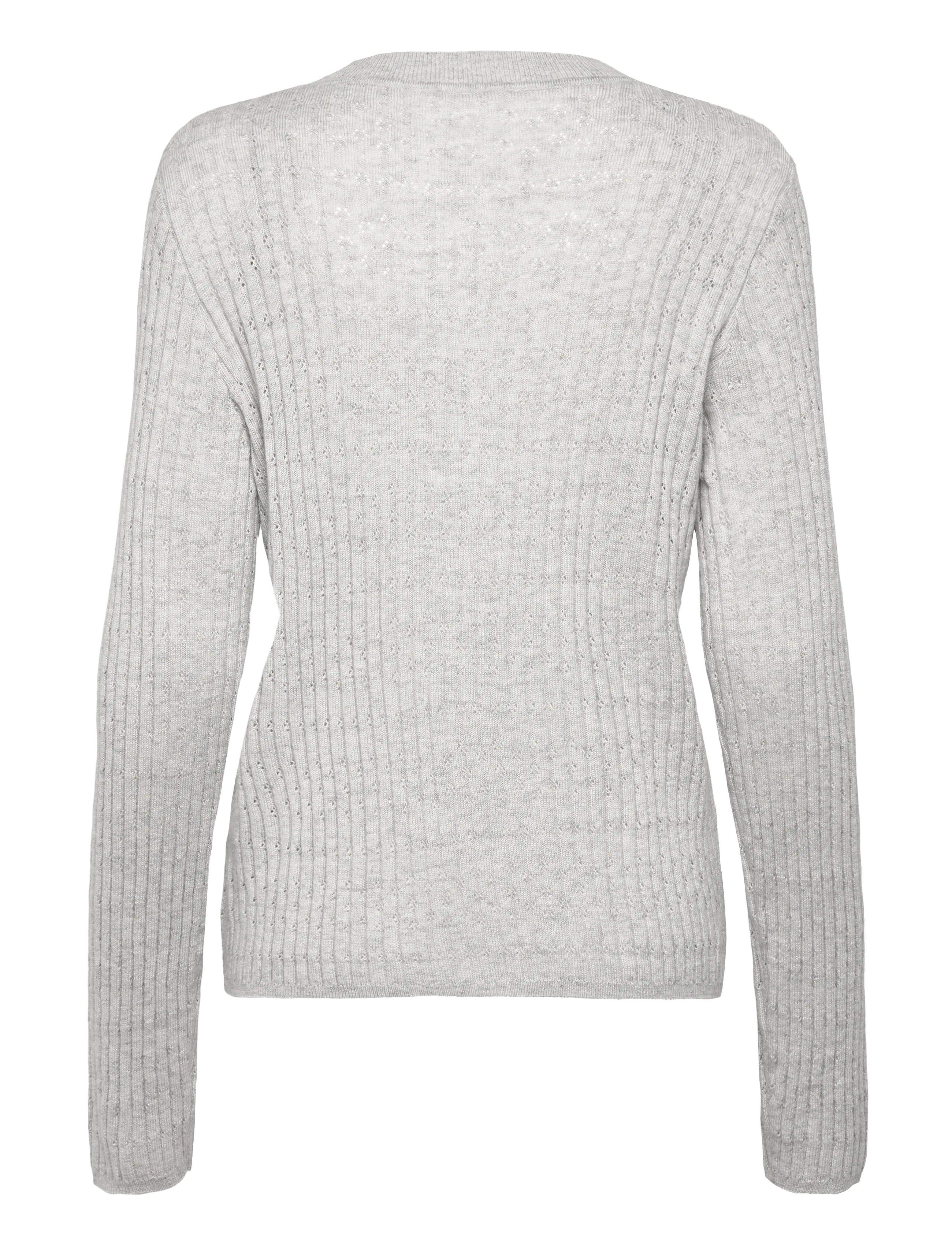 Rosemunde - RWSofia LS Wool Pointelle Crew Knit - gebreide truien - light grey melange - 1