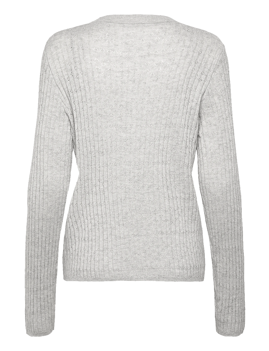 Rosemunde - RWSofia LS Wool Pointelle Crew Knit - kampsunid - light grey melange - 1