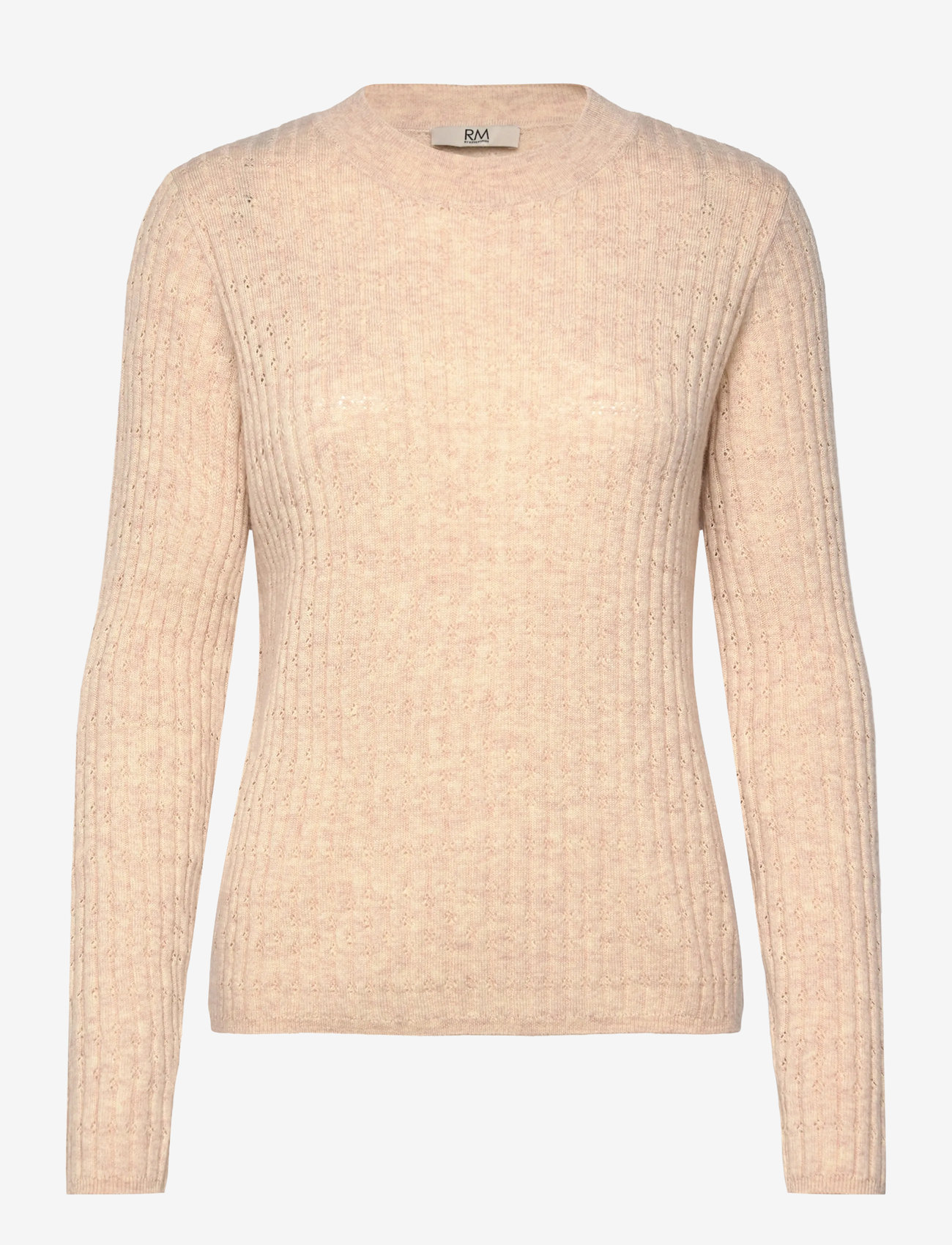 Rosemunde - RWSofia LS Wool Pointelle Crew Knit - cashmere - light sand melange - 0