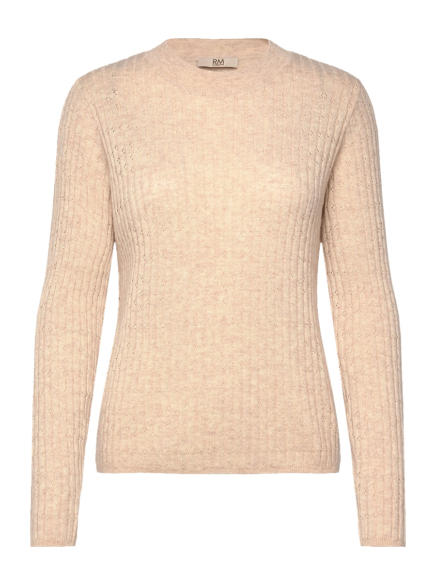 Rosemunde - RWSofia LS Wool Pointelle Crew Knit - kampsunid - light sand melange - 0