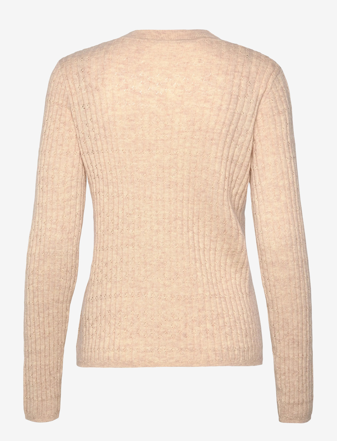 Rosemunde - RWSofia LS Wool Pointelle Crew Knit - cashmere - light sand melange - 1
