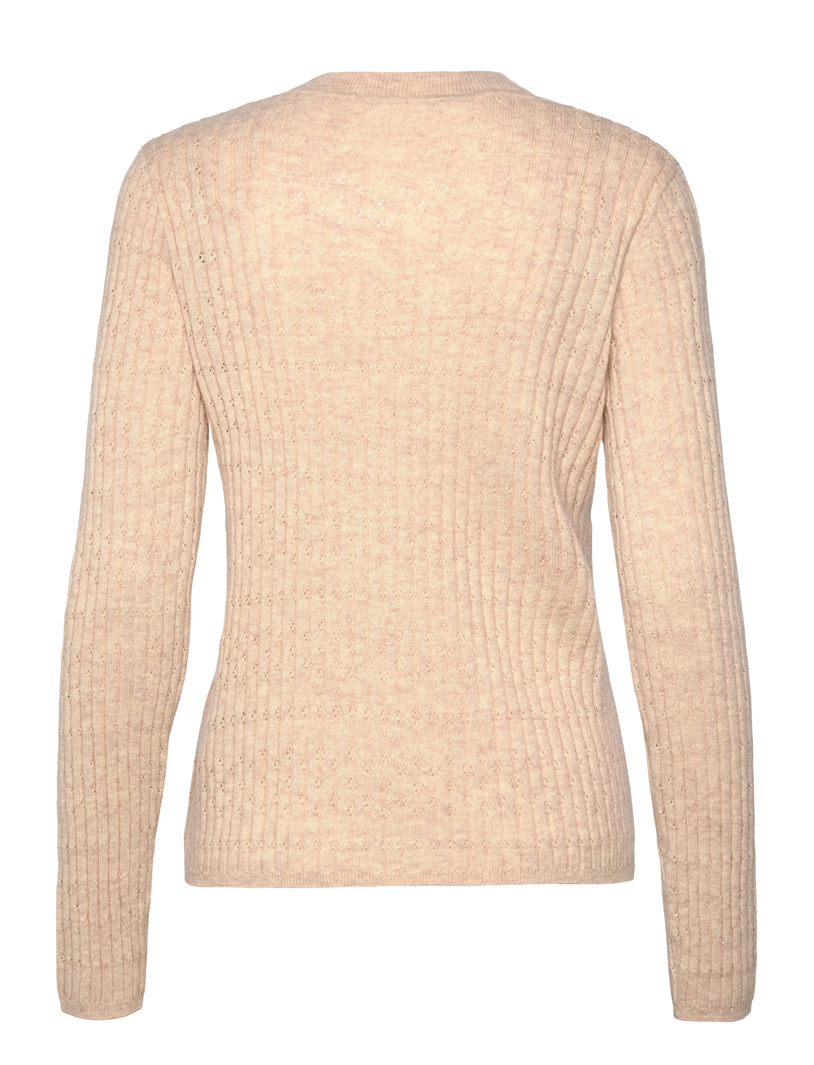Rosemunde - RWSofia LS Wool Pointelle Crew Knit - cashmere - light sand melange - 1