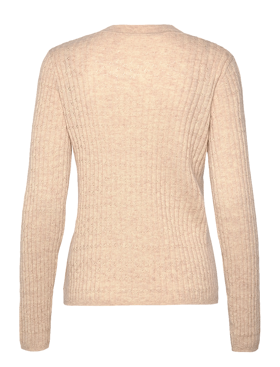Rosemunde - RWSofia LS Wool Pointelle Crew Knit - kampsunid - light sand melange - 1