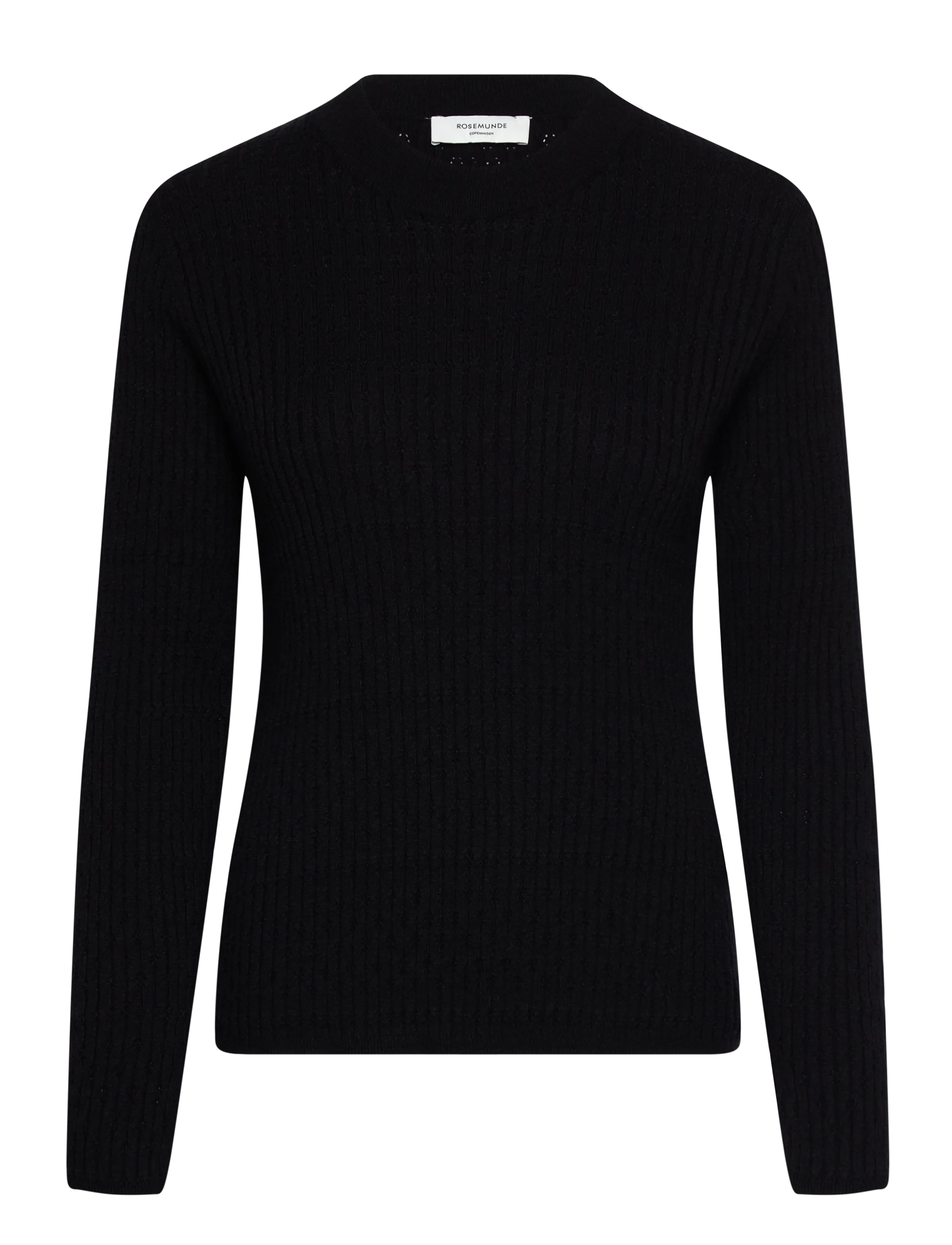 Rosemunde Rwdarcy Ls Pointelle Crew Knit, XL, Knitwear, Schwarz - Jumpers, Frauen