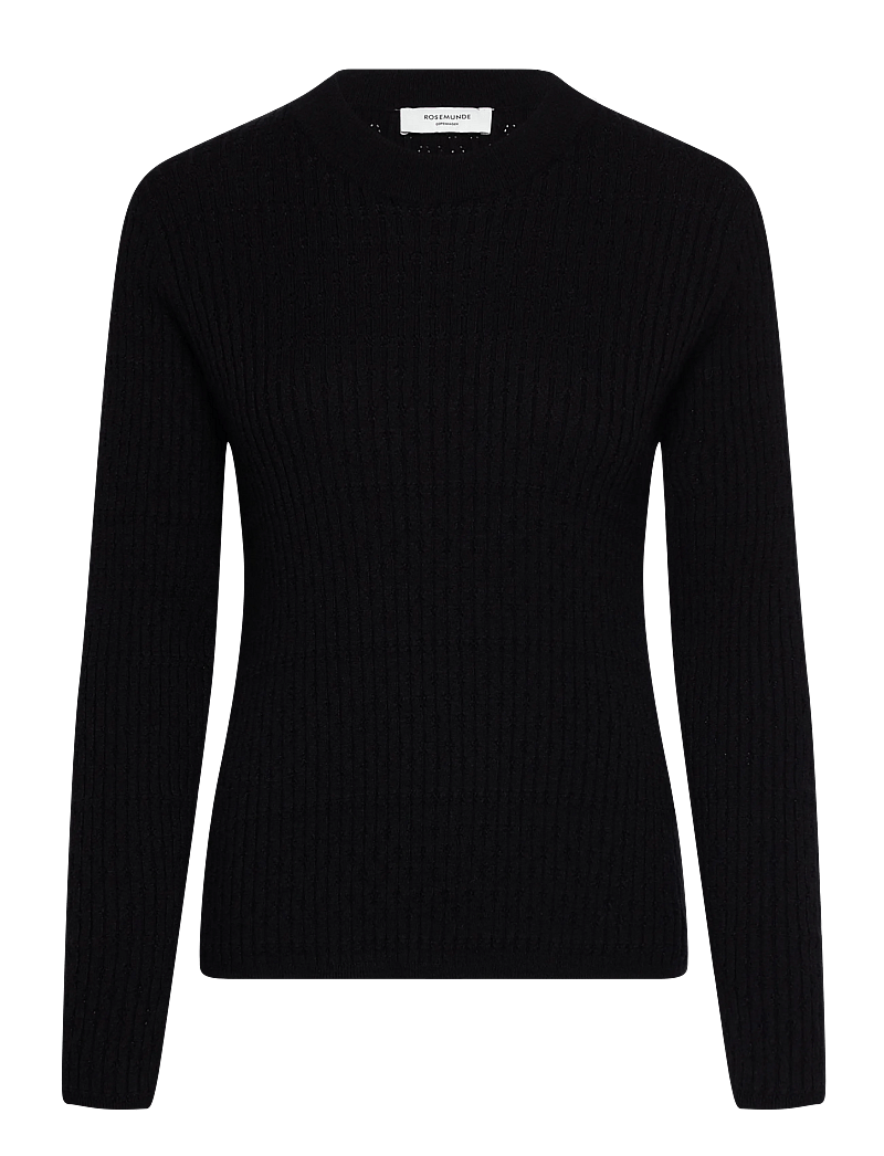 Rosemunde - RWDarcy LS Pointelle Crew Knit - stickade tröjor - black - 0